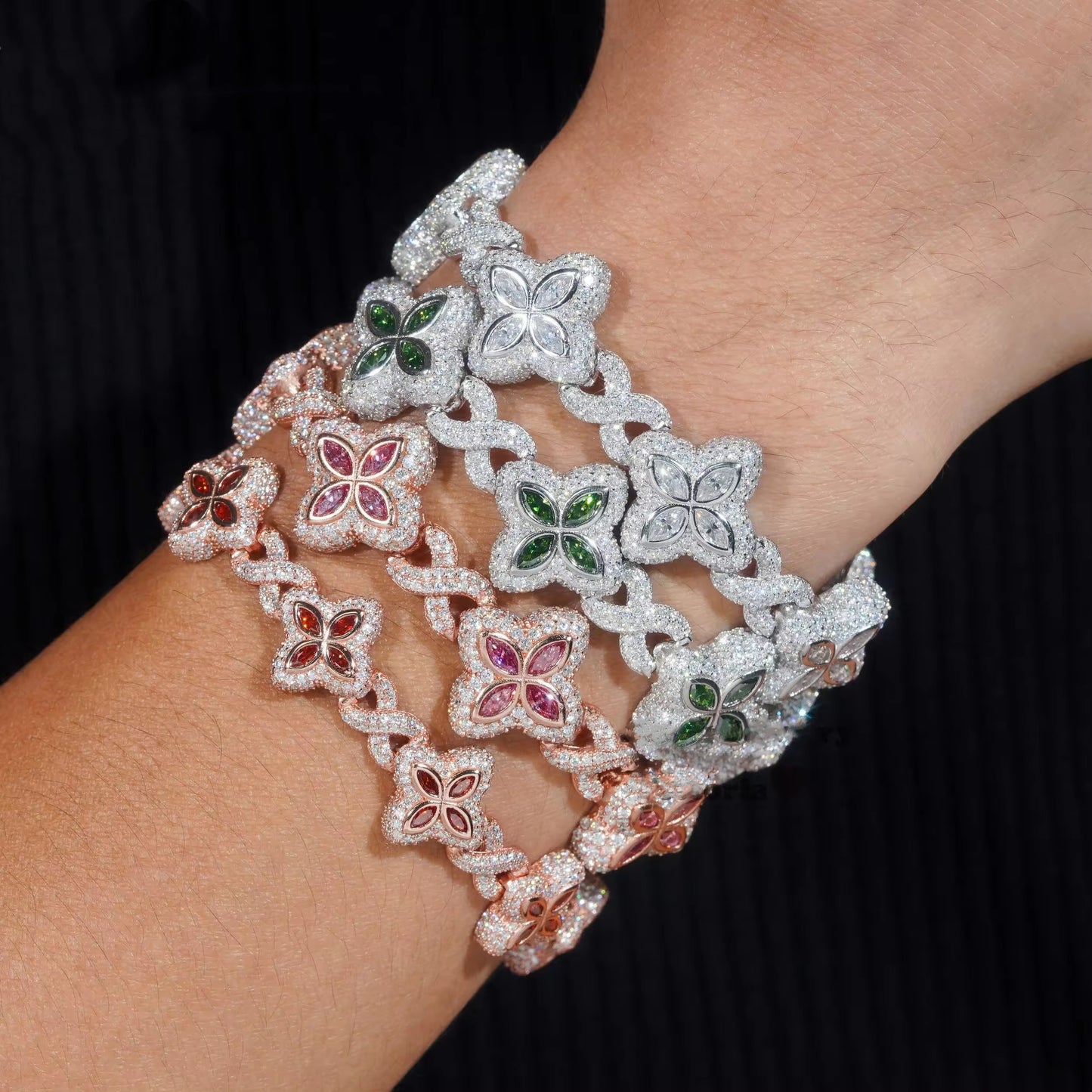 Moissanite Flower Bracelet 14K Gold