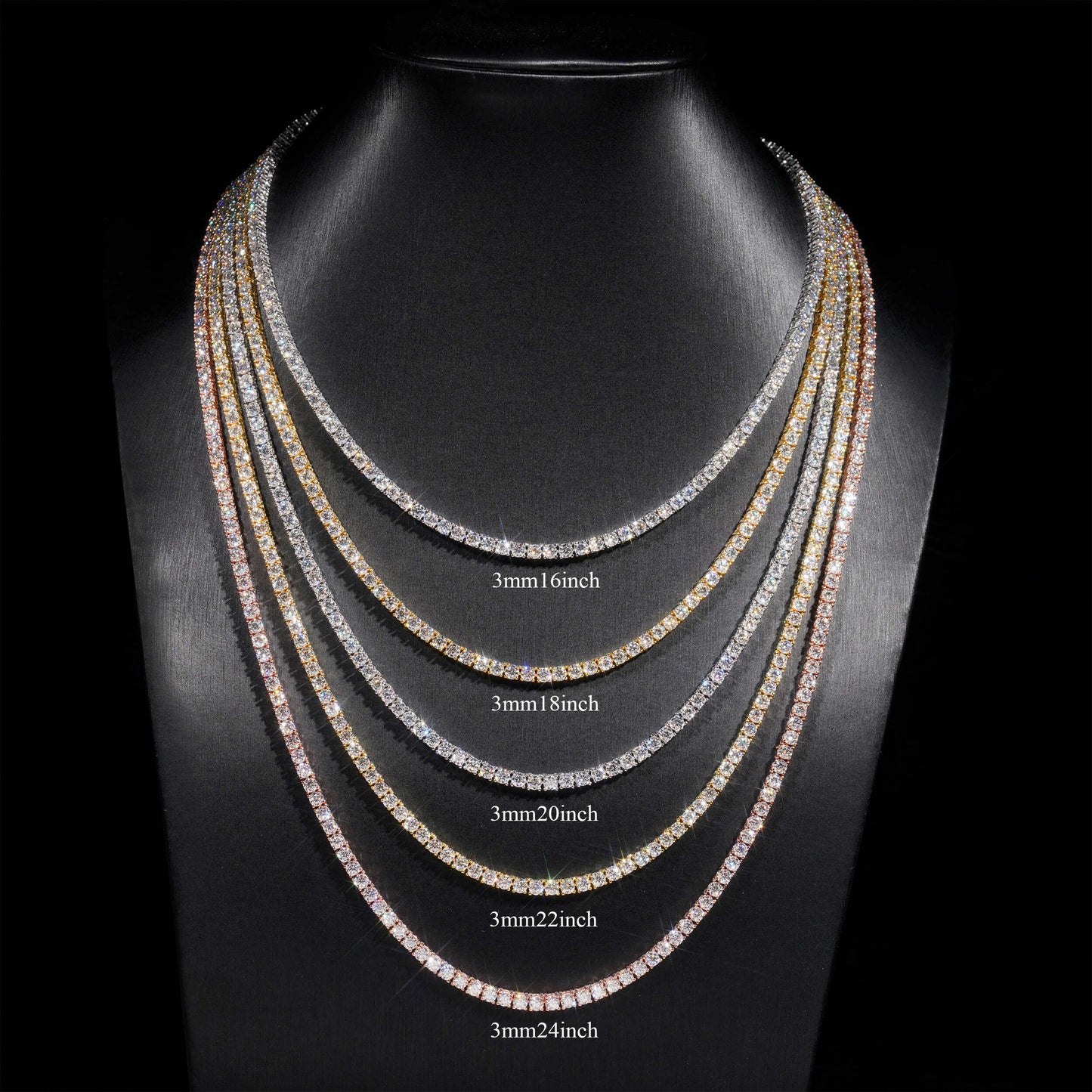 Moissanite Tennis Chain 14K Gold