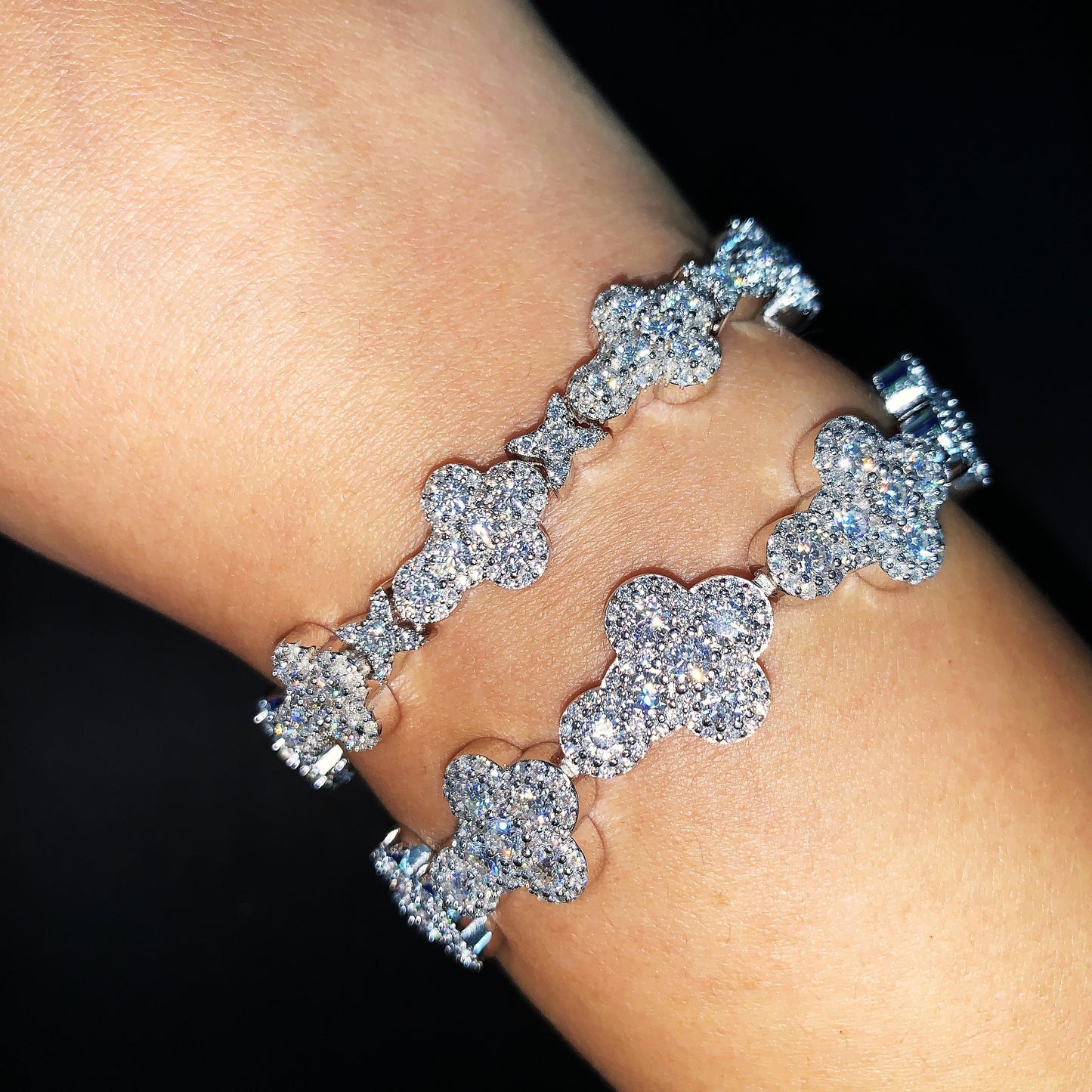 Moissanite Star Cross Bracelet 10-13 mm 14K Gold