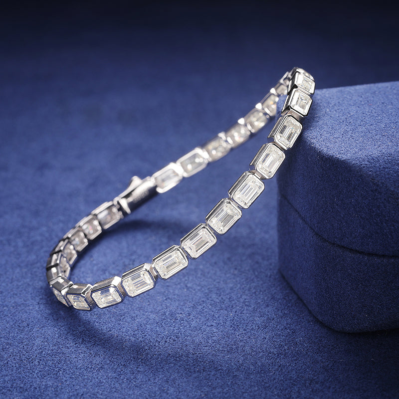 Moissanite Emerald Bracelet 14K Gold