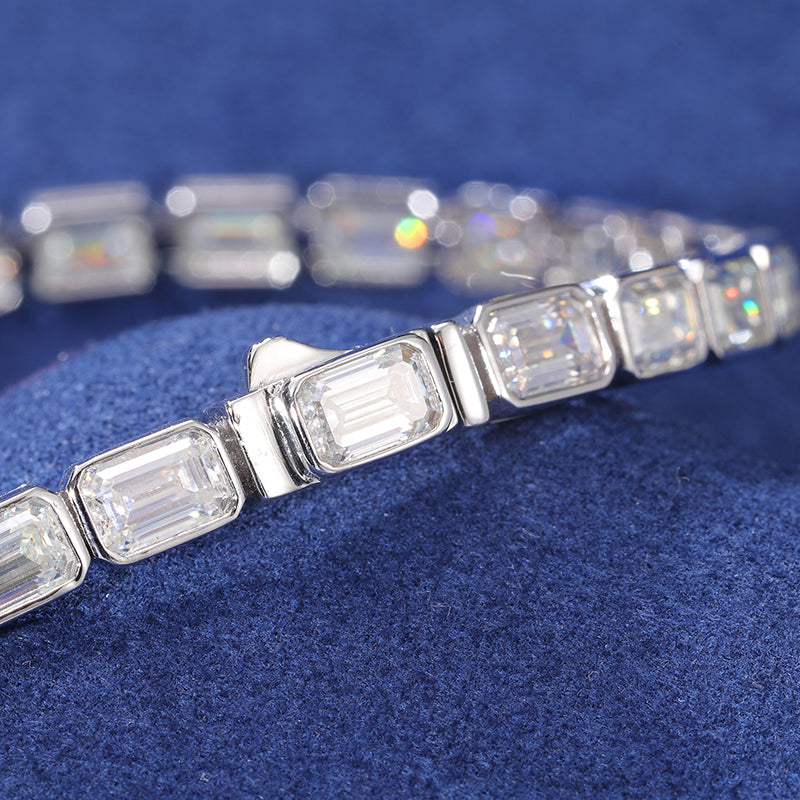 Moissanite Emerald Bracelet 14K Gold