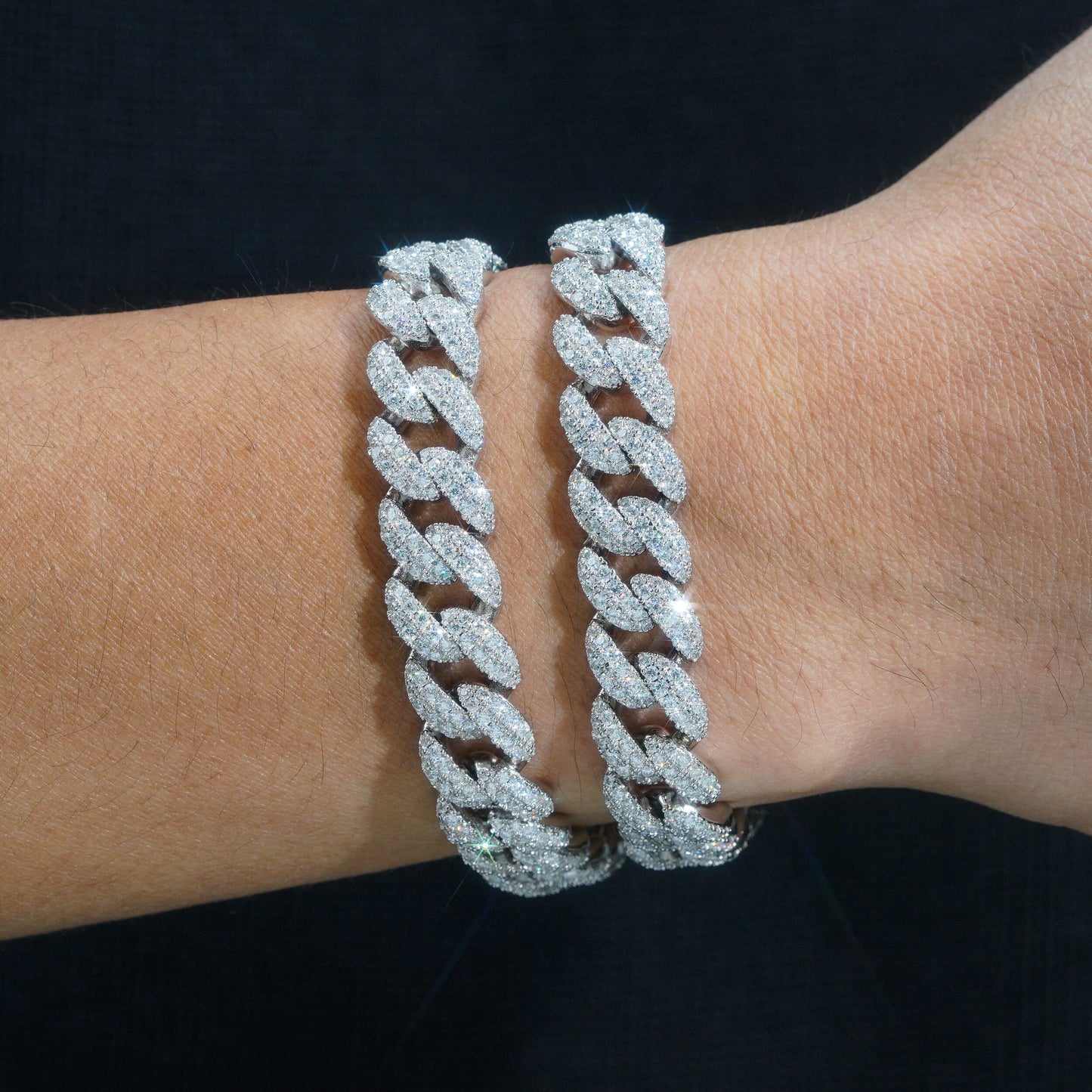 Moissanite 12MM Miami Cuban Link Bracelet 14K Gold