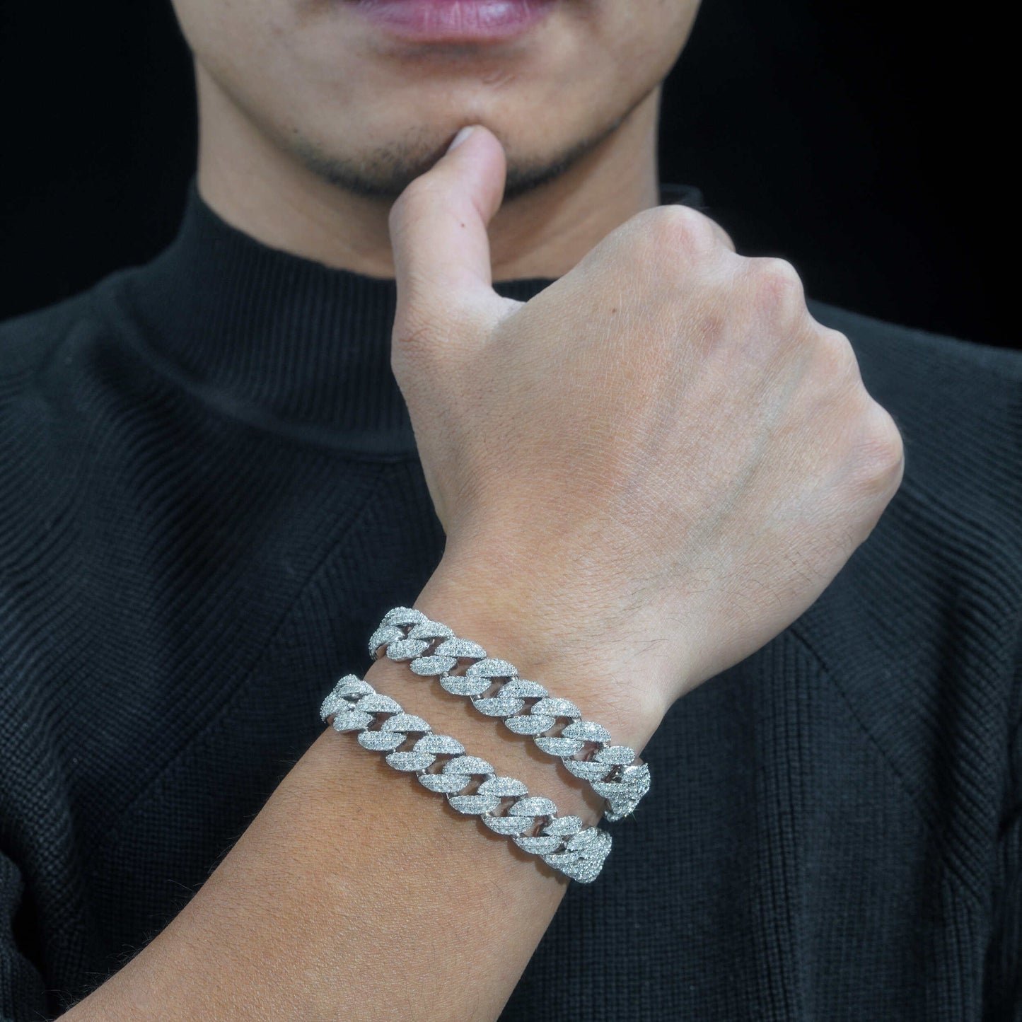 Moissanite 12MM Miami Cuban Link Bracelet 14K Gold