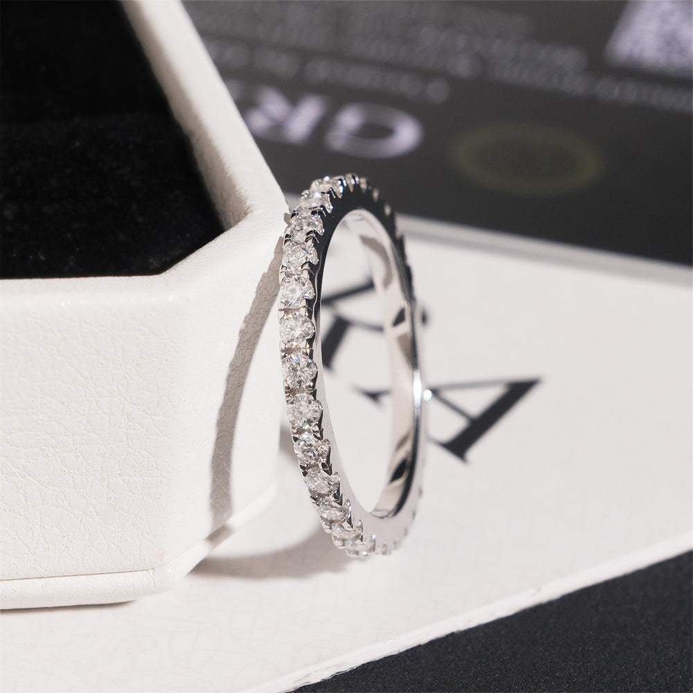 Moissanite Crystal Band Ring 14K Gold