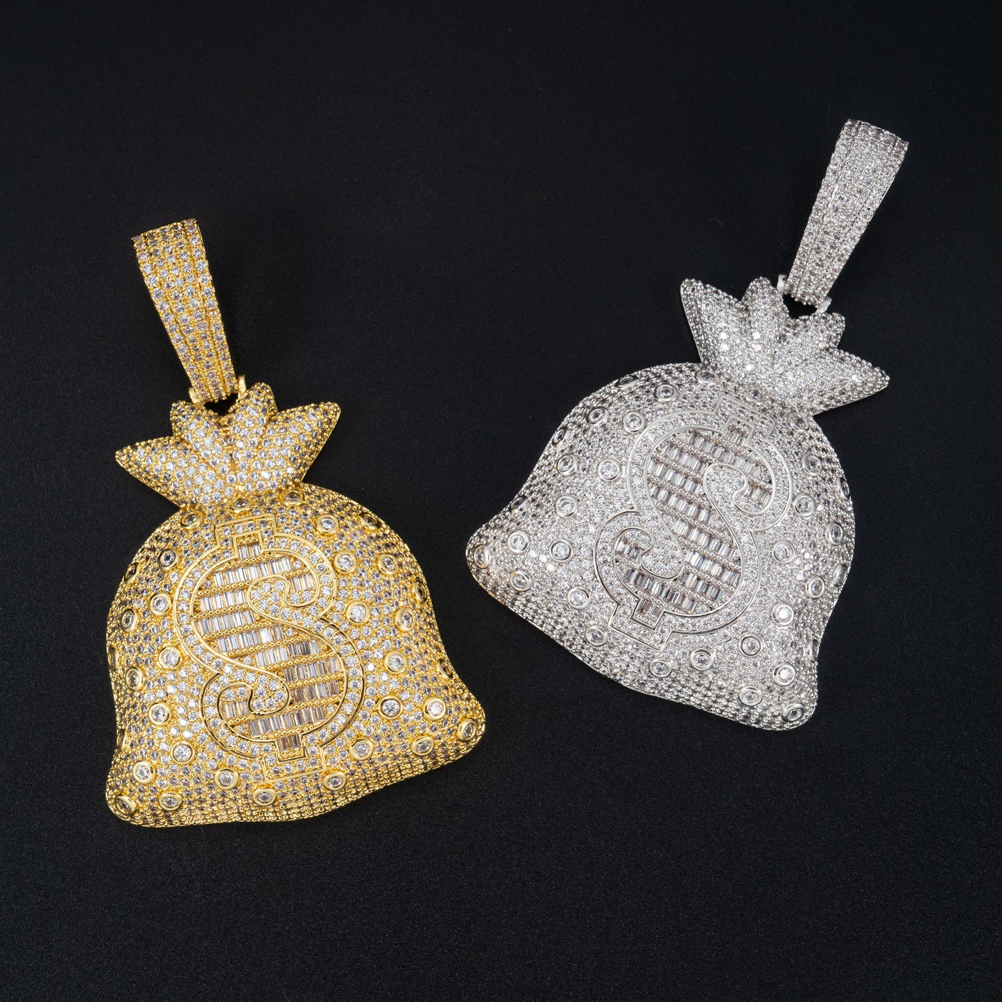 Moissanite Moneybag Pendant 14K Gold