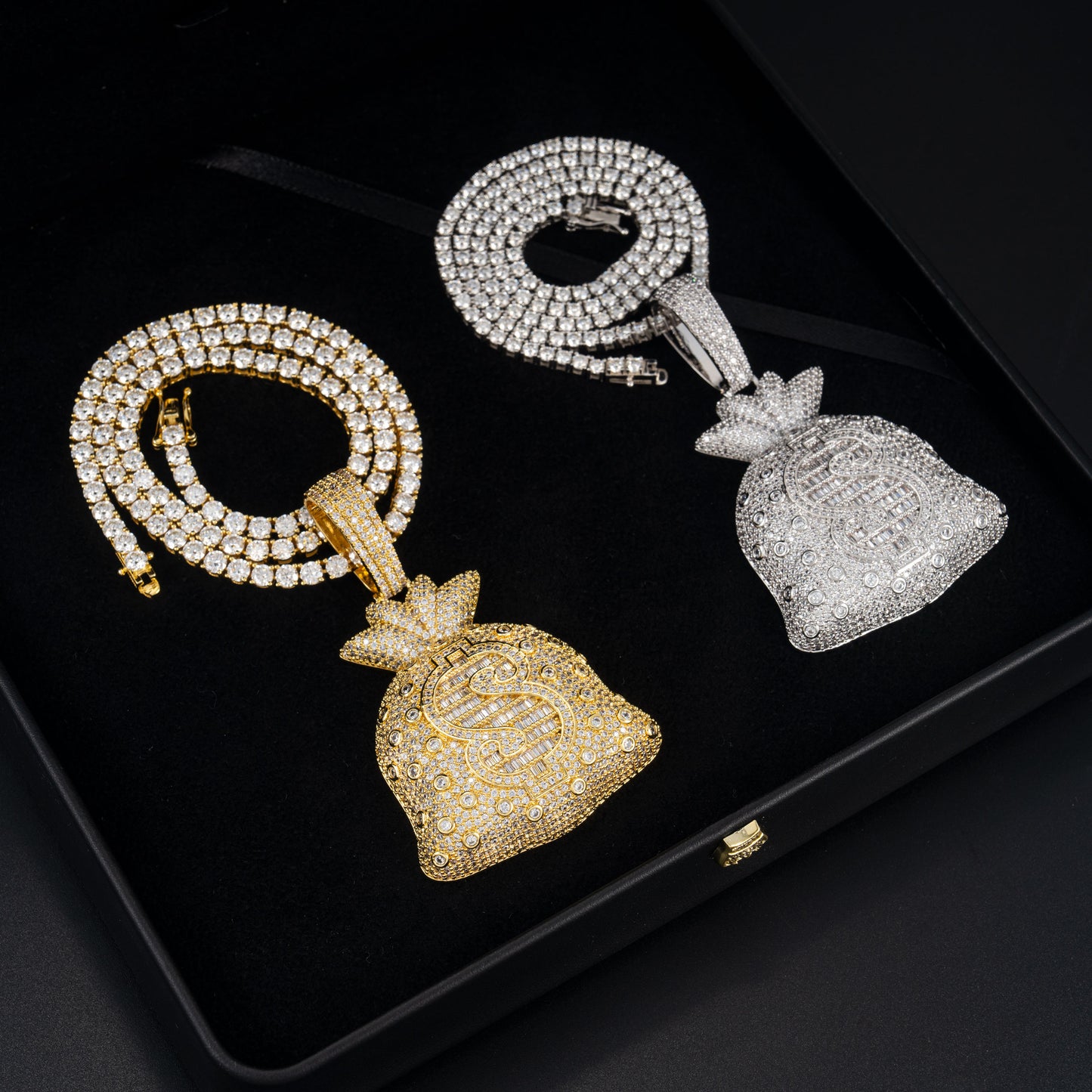 Moissanite Moneybag Pendant 14K Gold