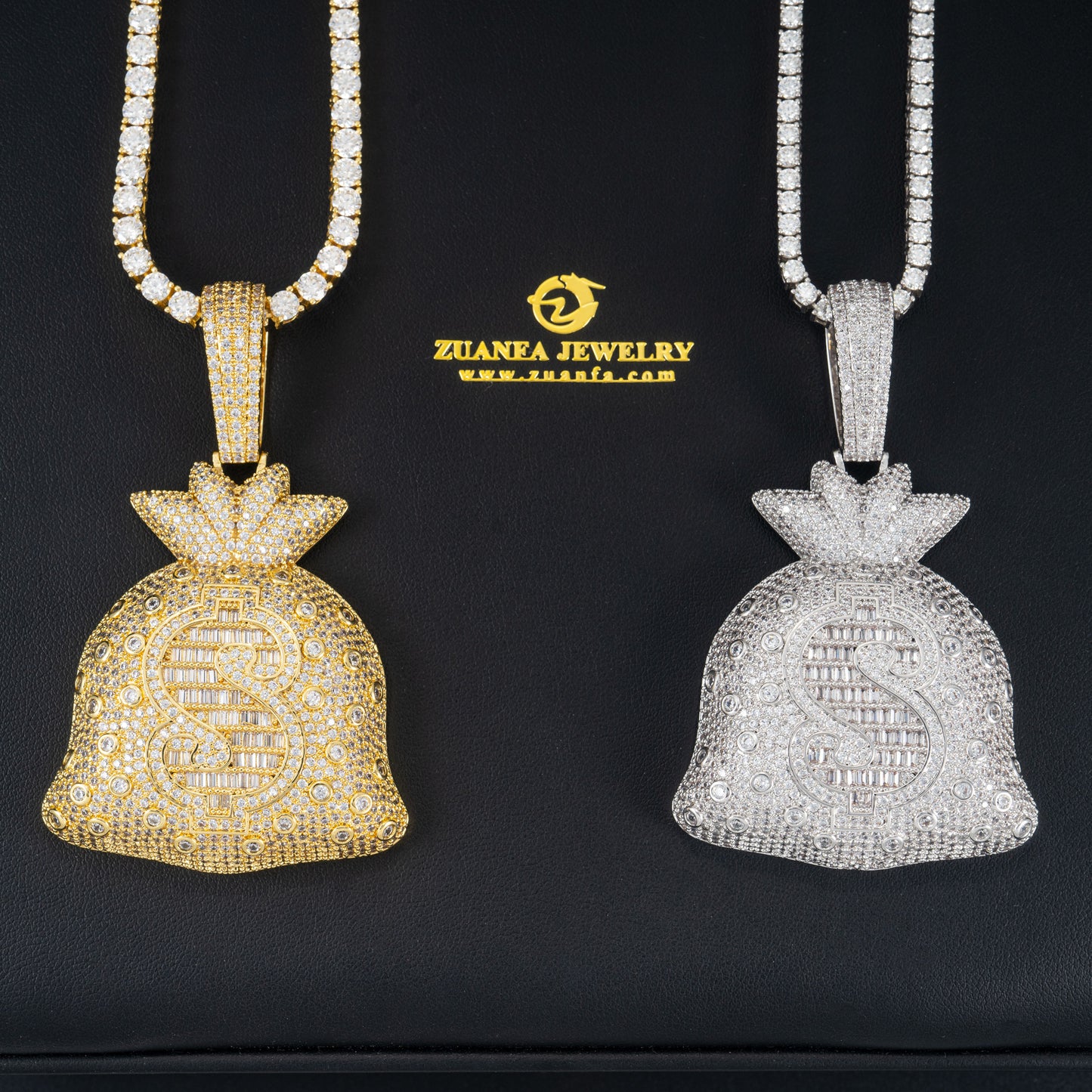 Moissanite Moneybag Pendant 14K Gold
