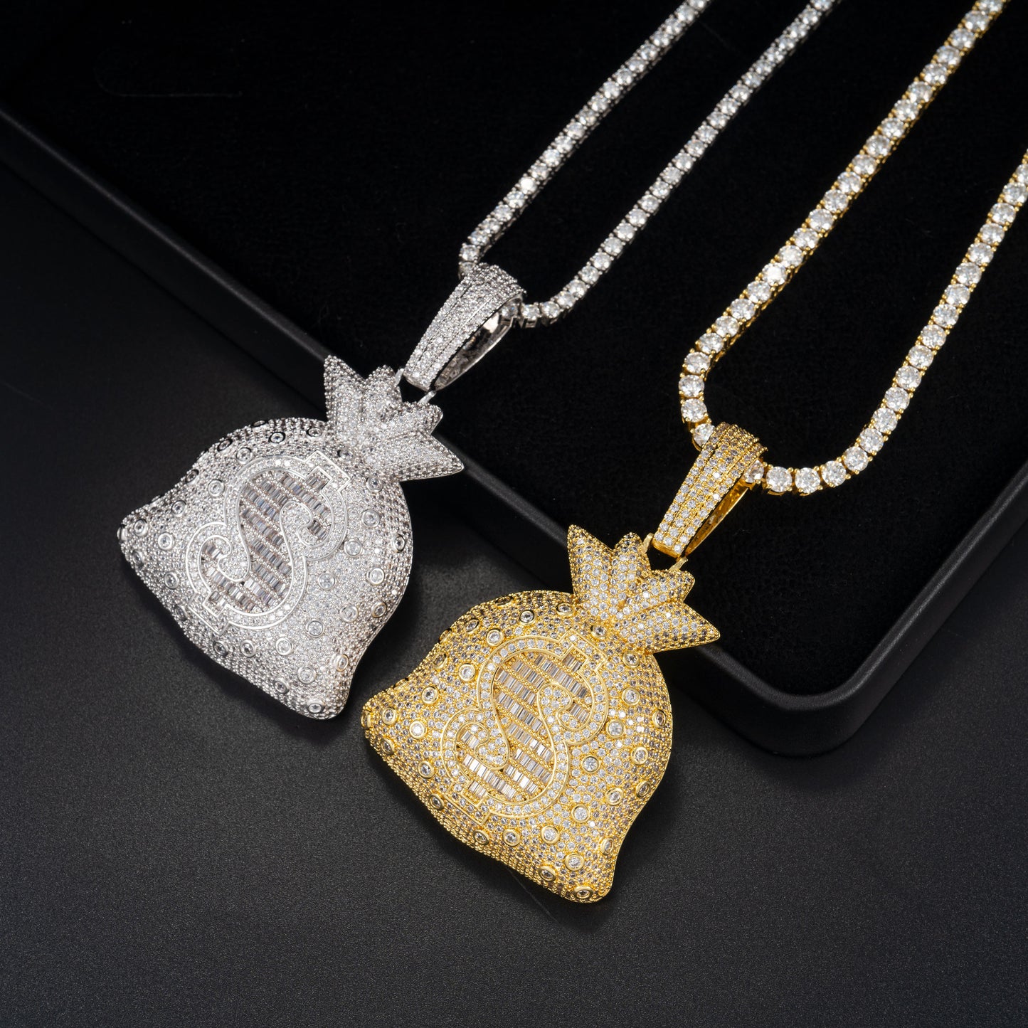 Moissanite Moneybag Pendant 14K Gold