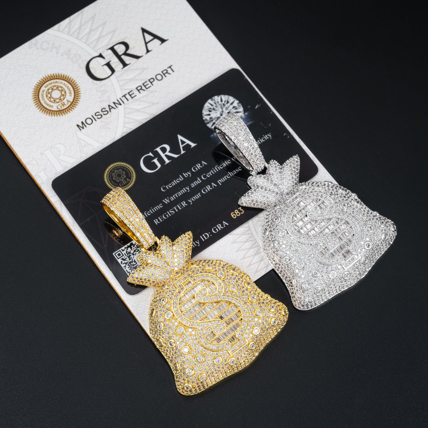 Moissanite Moneybag Pendant 14K Gold