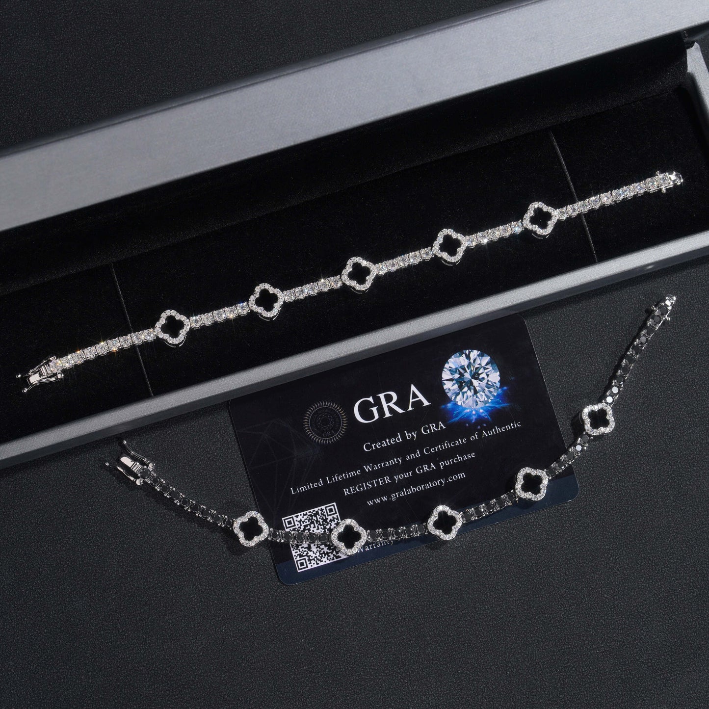 Moissanite Clover Tennis Bracelet 14K Gold