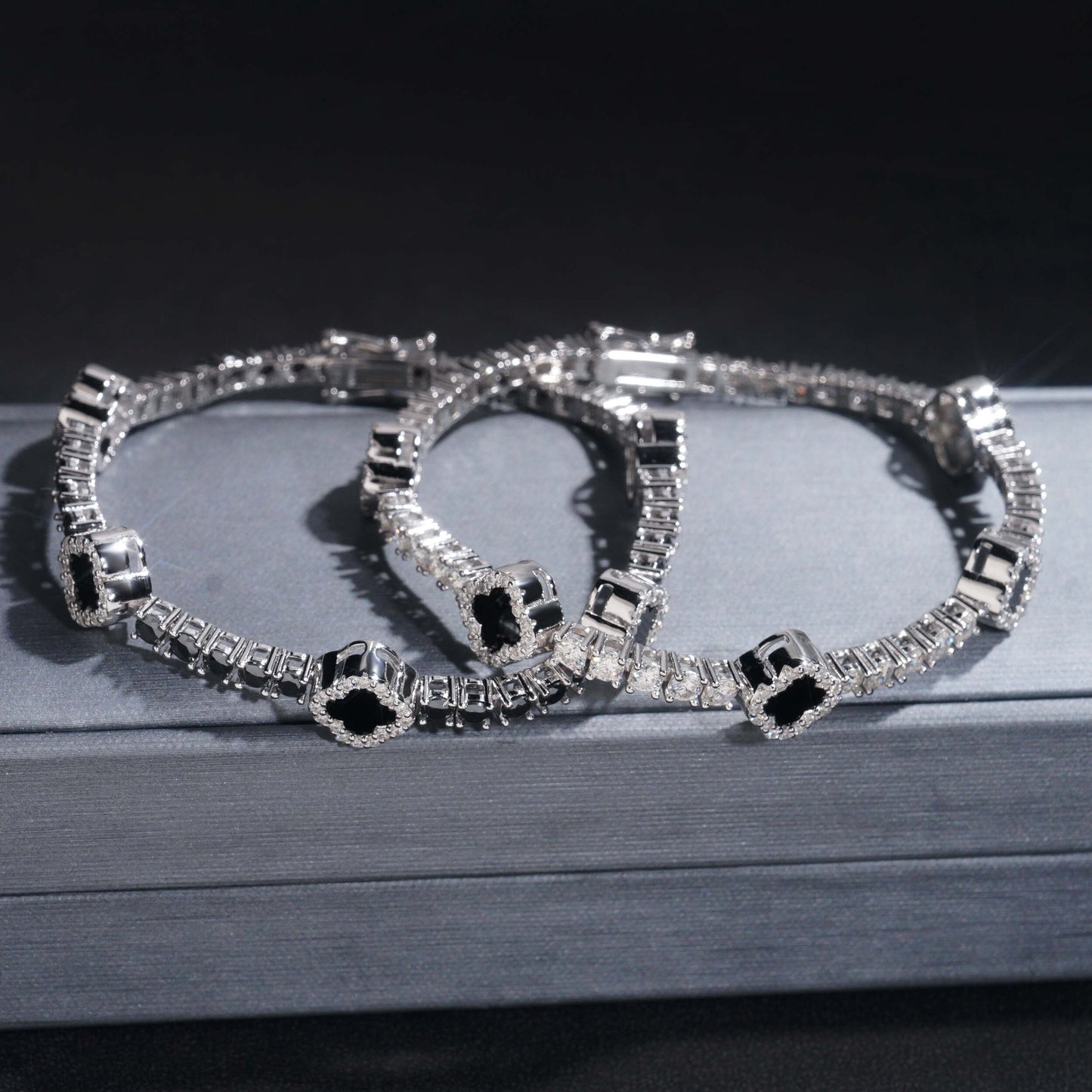 Moissanite Clover Tennis Bracelet 14K Gold