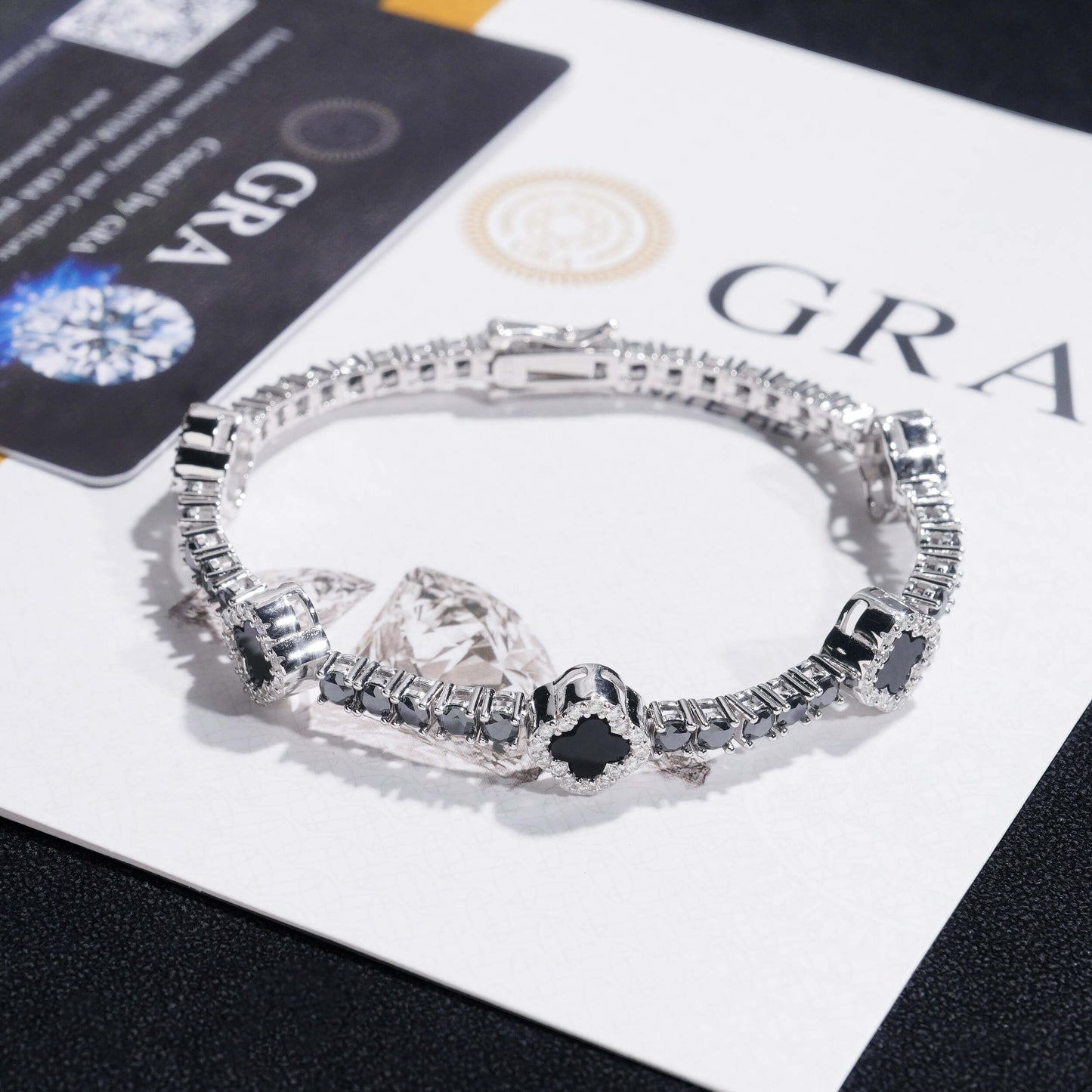 Moissanite Clover Tennis Bracelet 14K Gold