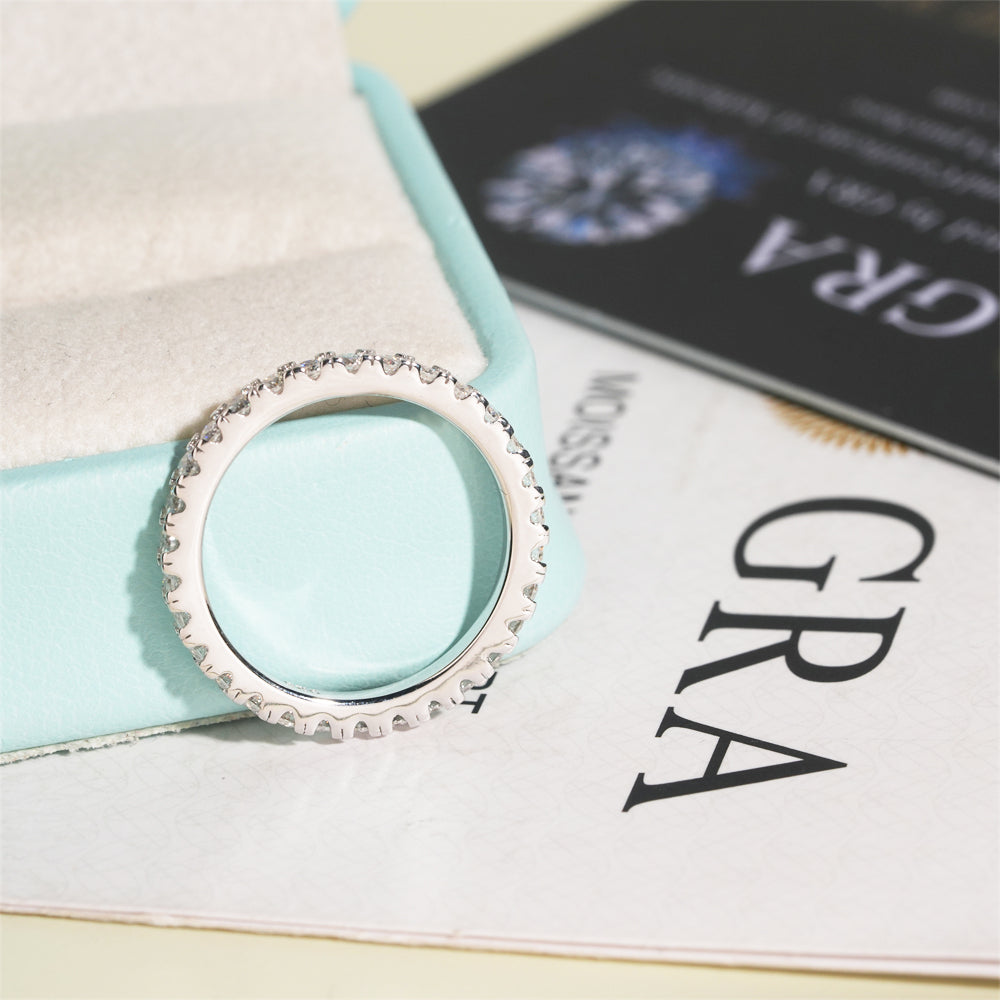 Moissanite Crystal Band Ring 14K Gold