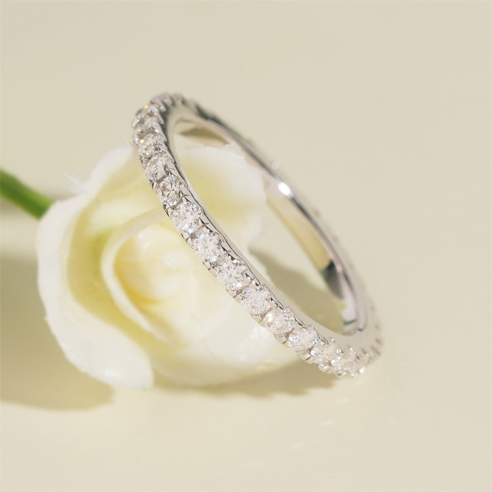 Moissanite Crystal Band Ring 14K Gold
