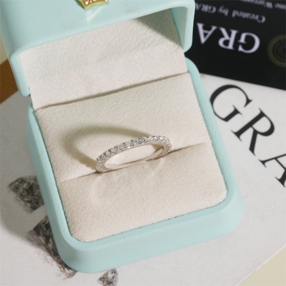 Moissanite Crystal Band Ring 14K Gold