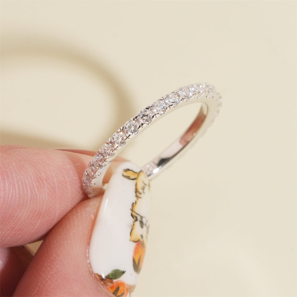Moissanite Crystal Band Ring 14K Gold