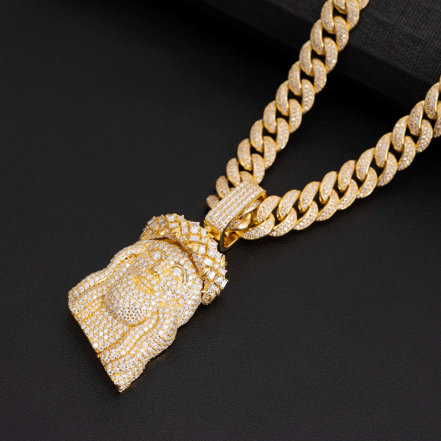 Moissanite Jesus Pendant 14K Gold