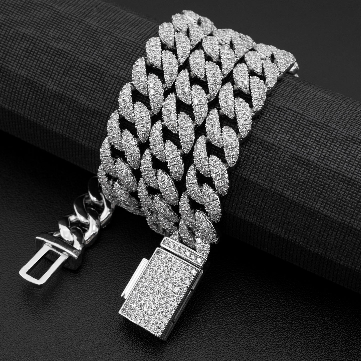 Moissanite 12MM Miami Cuban Link Bracelet 14K Gold