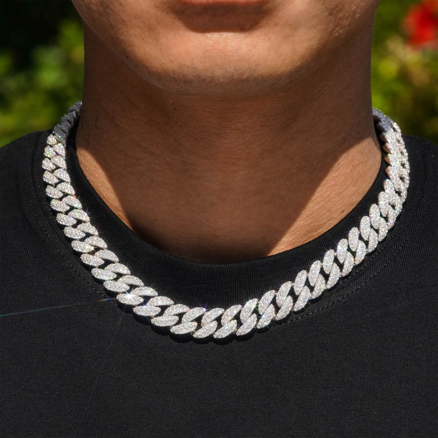 Moissanite 12MM Miami Cuban Link Chain 14K Gold