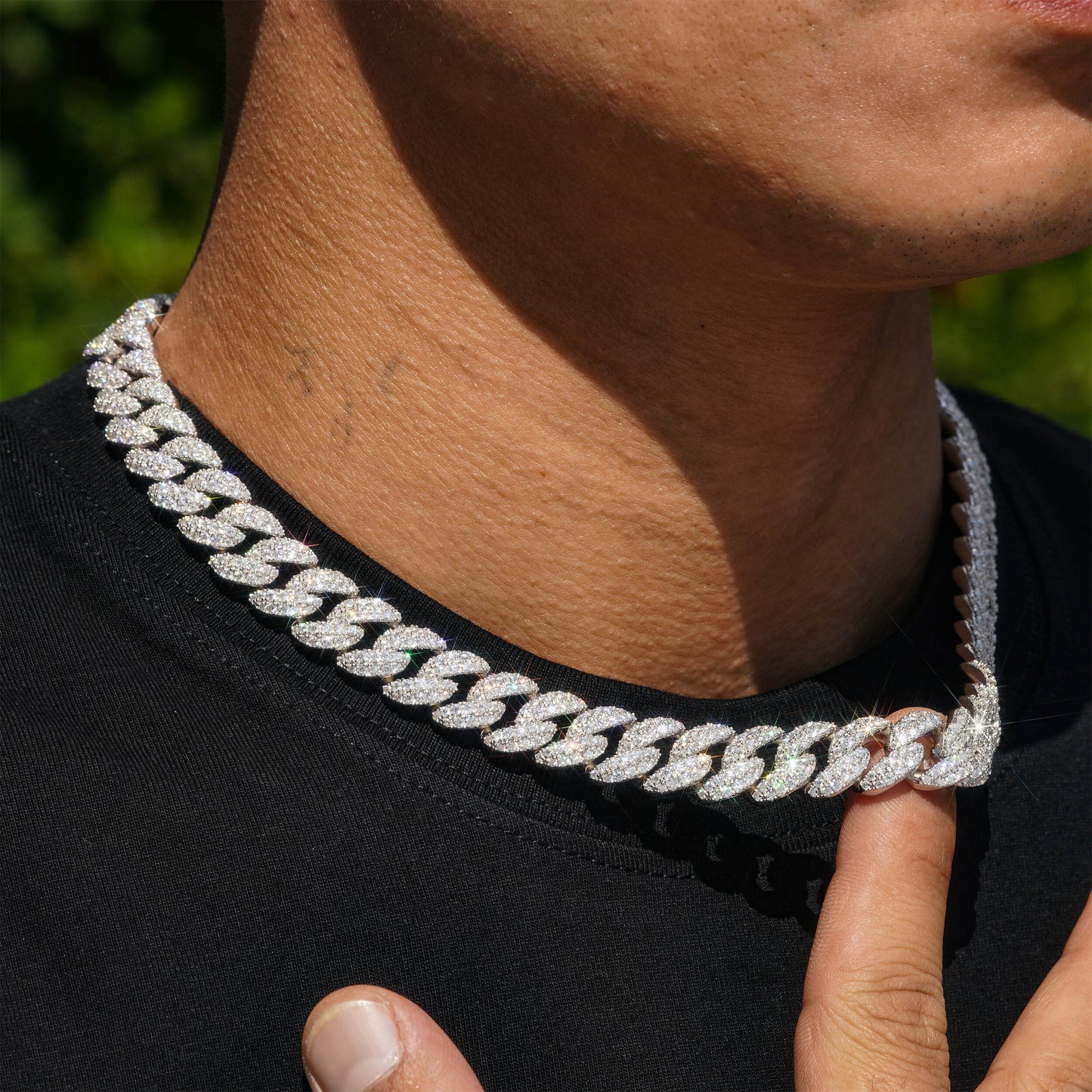 Moissanite 12MM Miami Cuban Link Chain 14K Gold