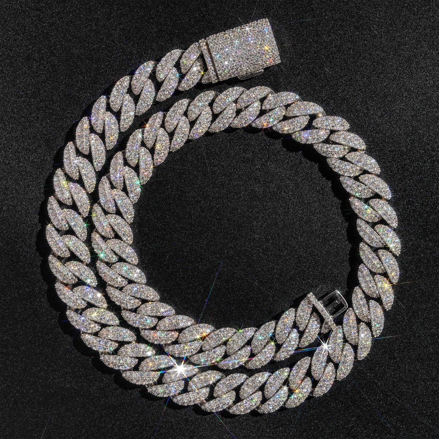 Moissanite 12MM Miami Cuban Link Chain 14K Gold