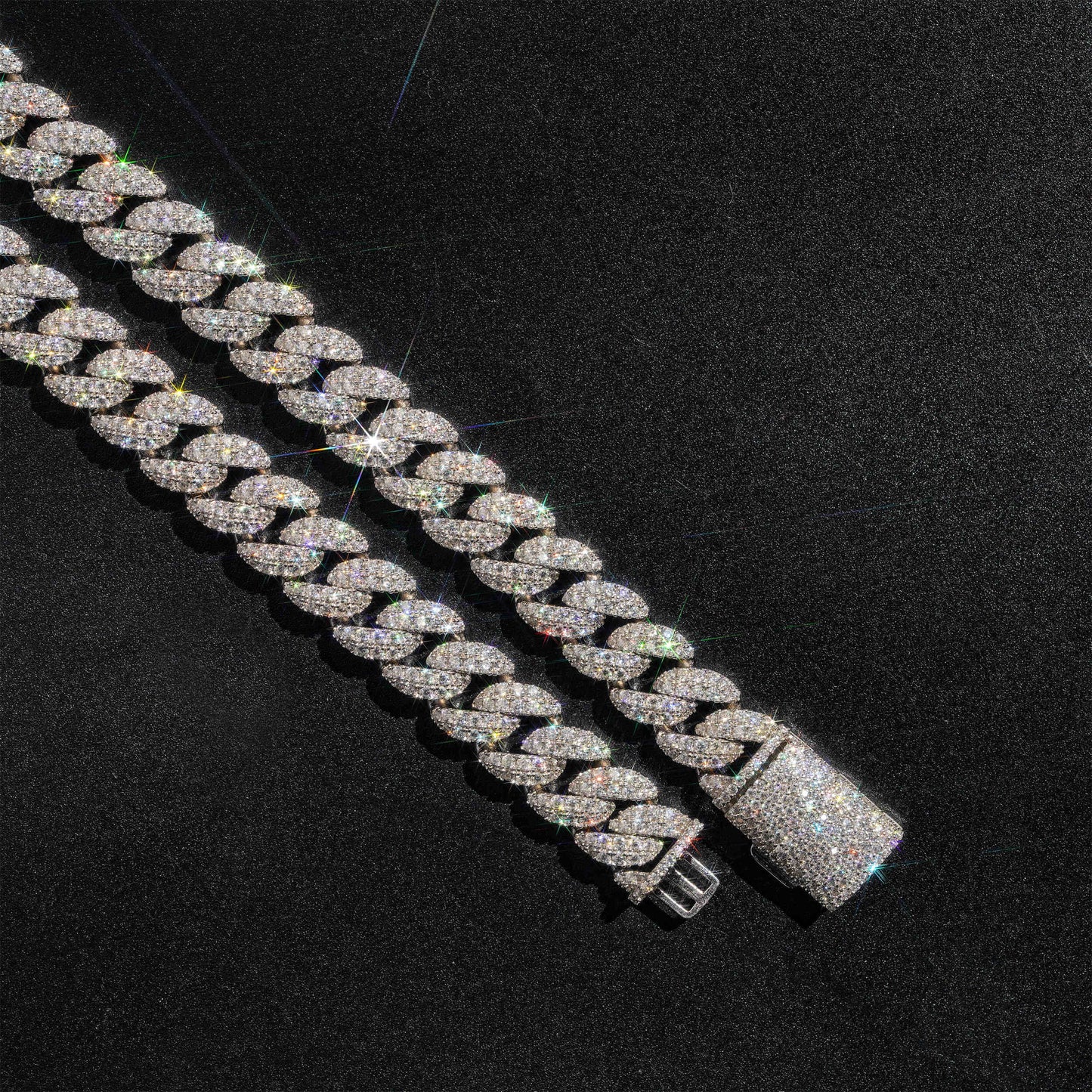 Moissanite 12MM Miami Cuban Link Chain 14K Gold