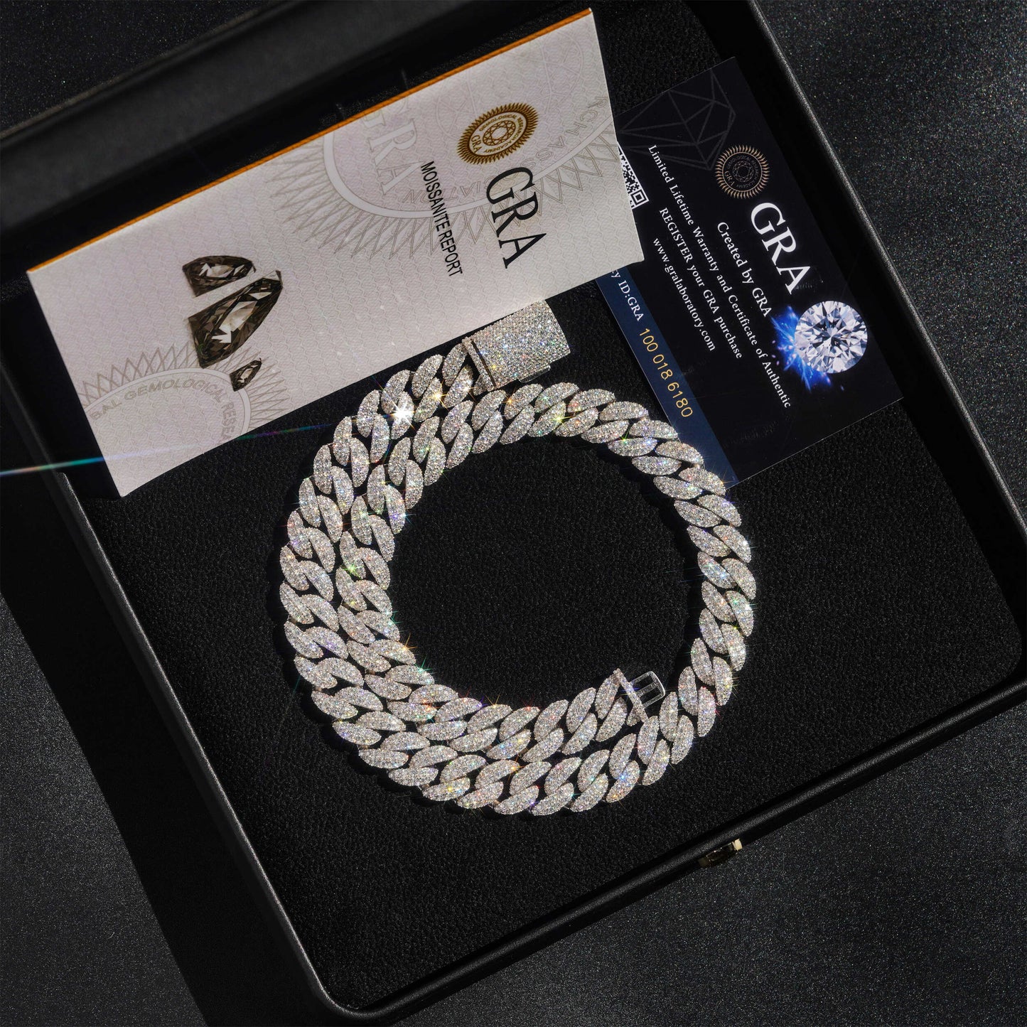 Moissanite 12MM Miami Cuban Link Chain 14K Gold