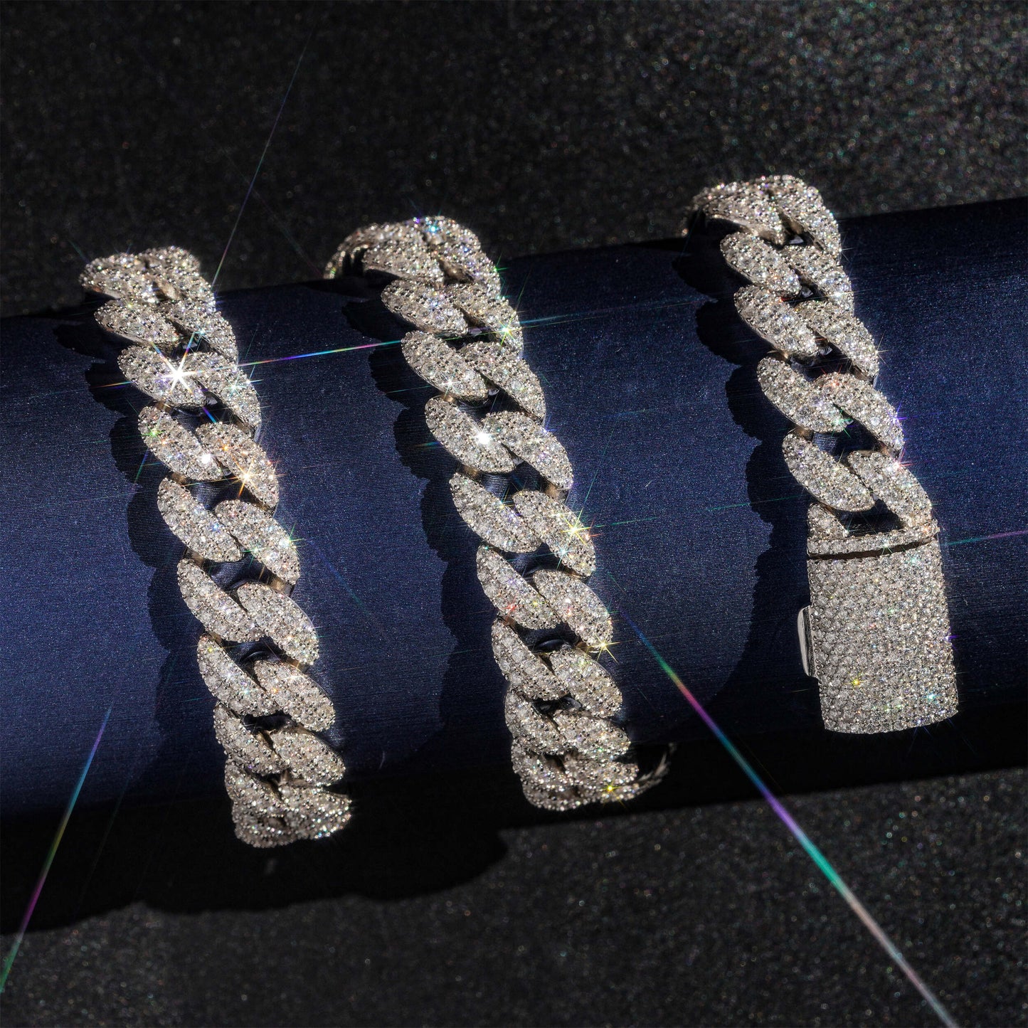 Moissanite 12MM Miami Cuban Link Bracelet 14K Gold