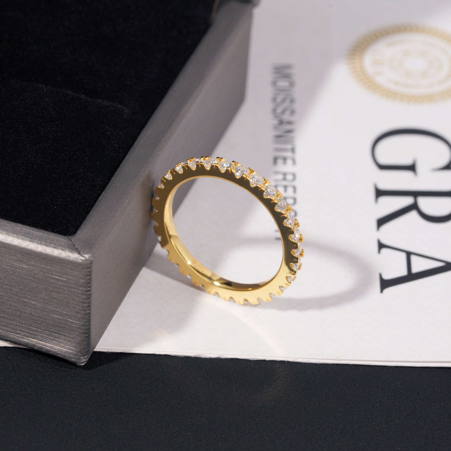 Moissanite Crystal Band Ring 14K Gold
