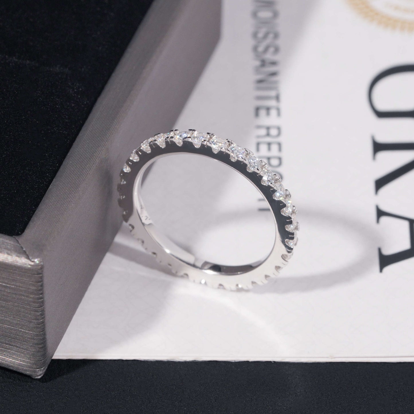 Moissanite Crystal Band Ring 14K Gold