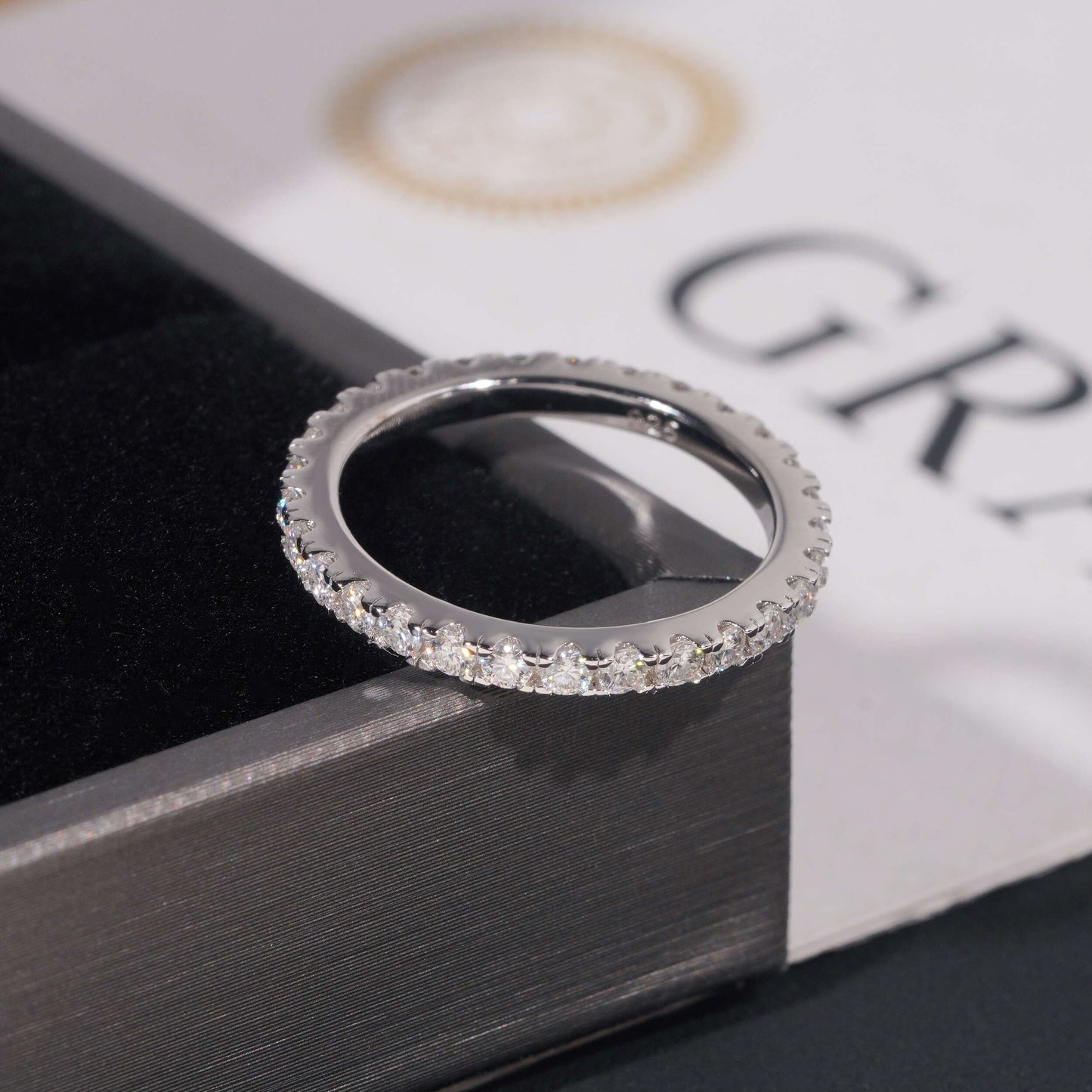 Moissanite Crystal Band Ring 14K Gold