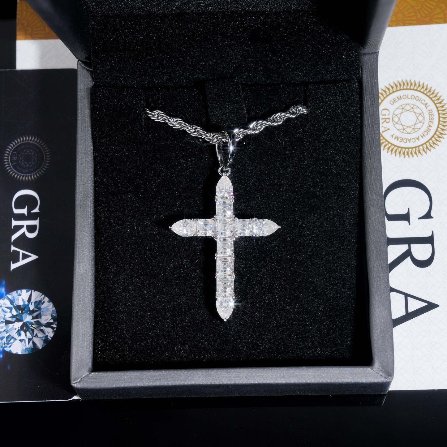 Moissanite Ascension Cross Pendant 14K Gold