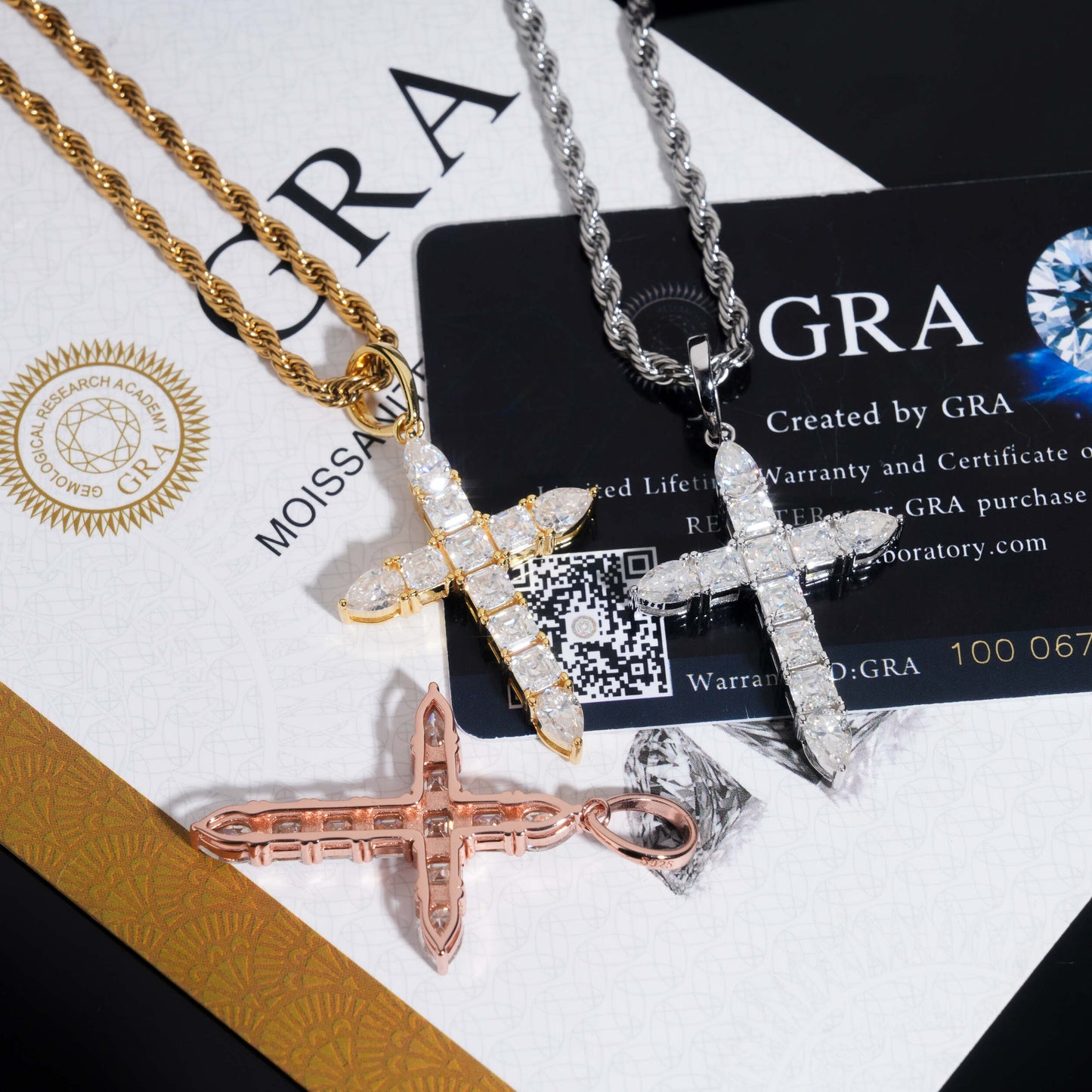 Moissanite Ascension Cross Pendant 14K Gold