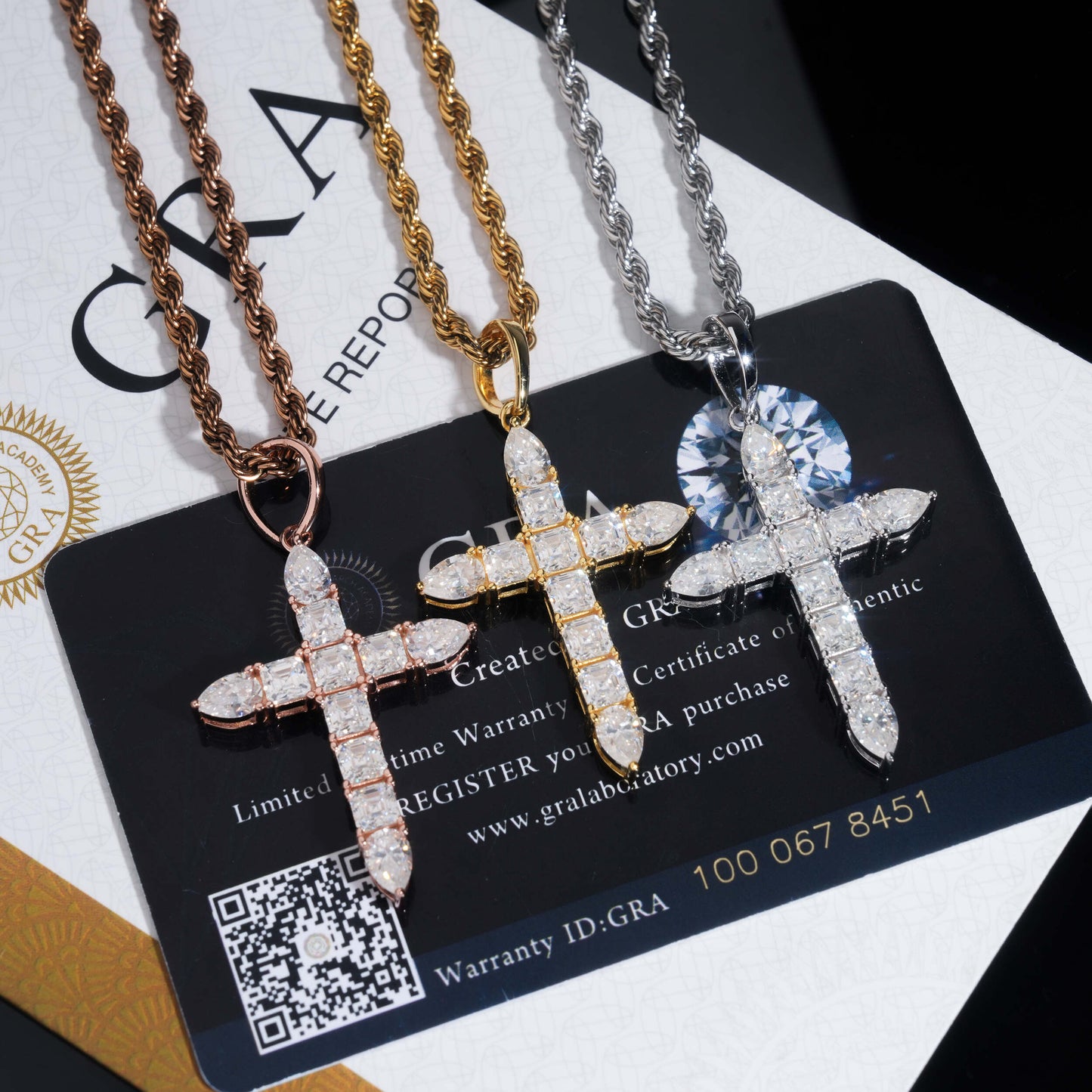 Moissanite Ascension Cross Pendant 14K Gold