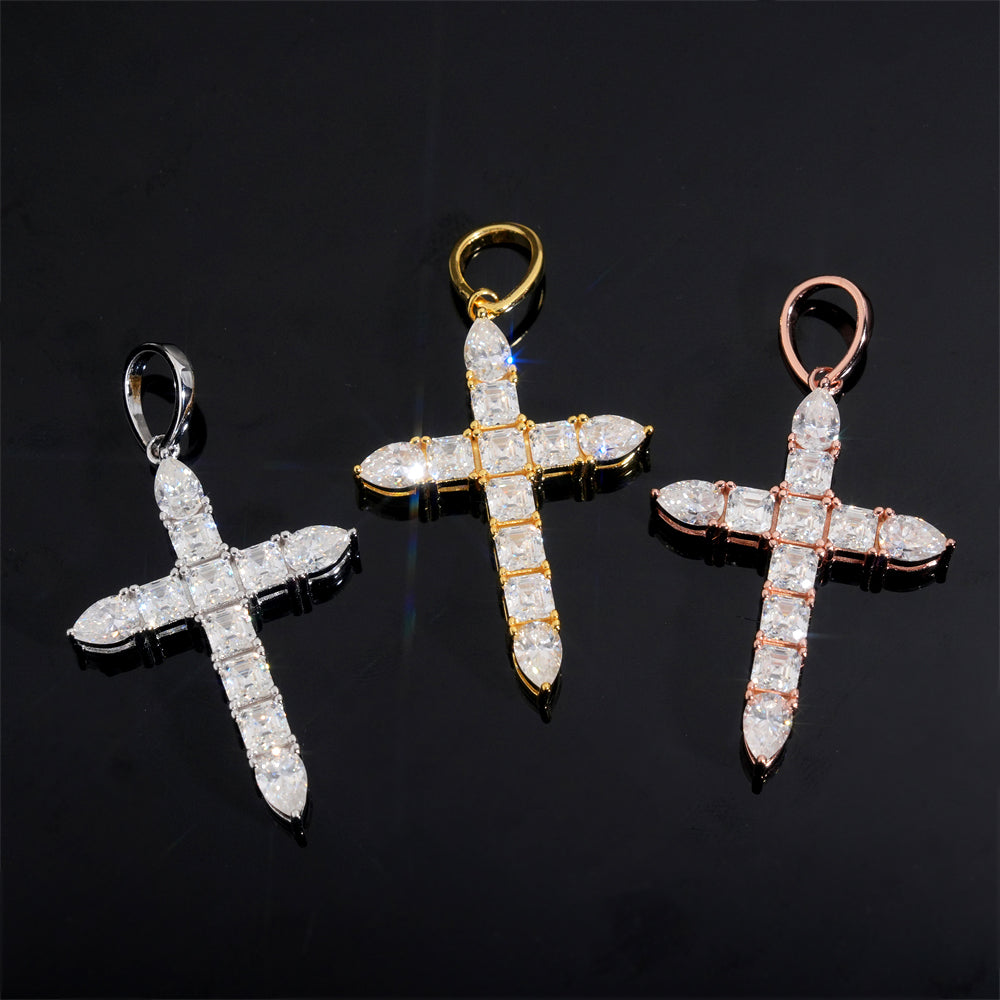 Moissanite Ascension Cross Pendant 14K Gold