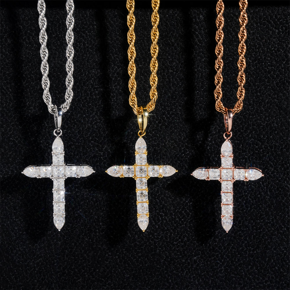 Moissanite Ascension Cross Pendant 14K Gold