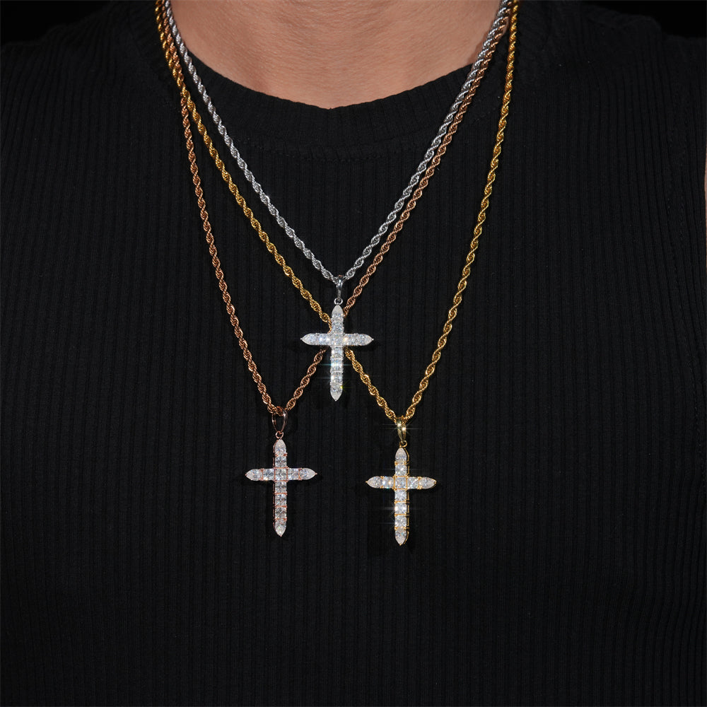 Moissanite Ascension Cross Pendant 14K Gold
