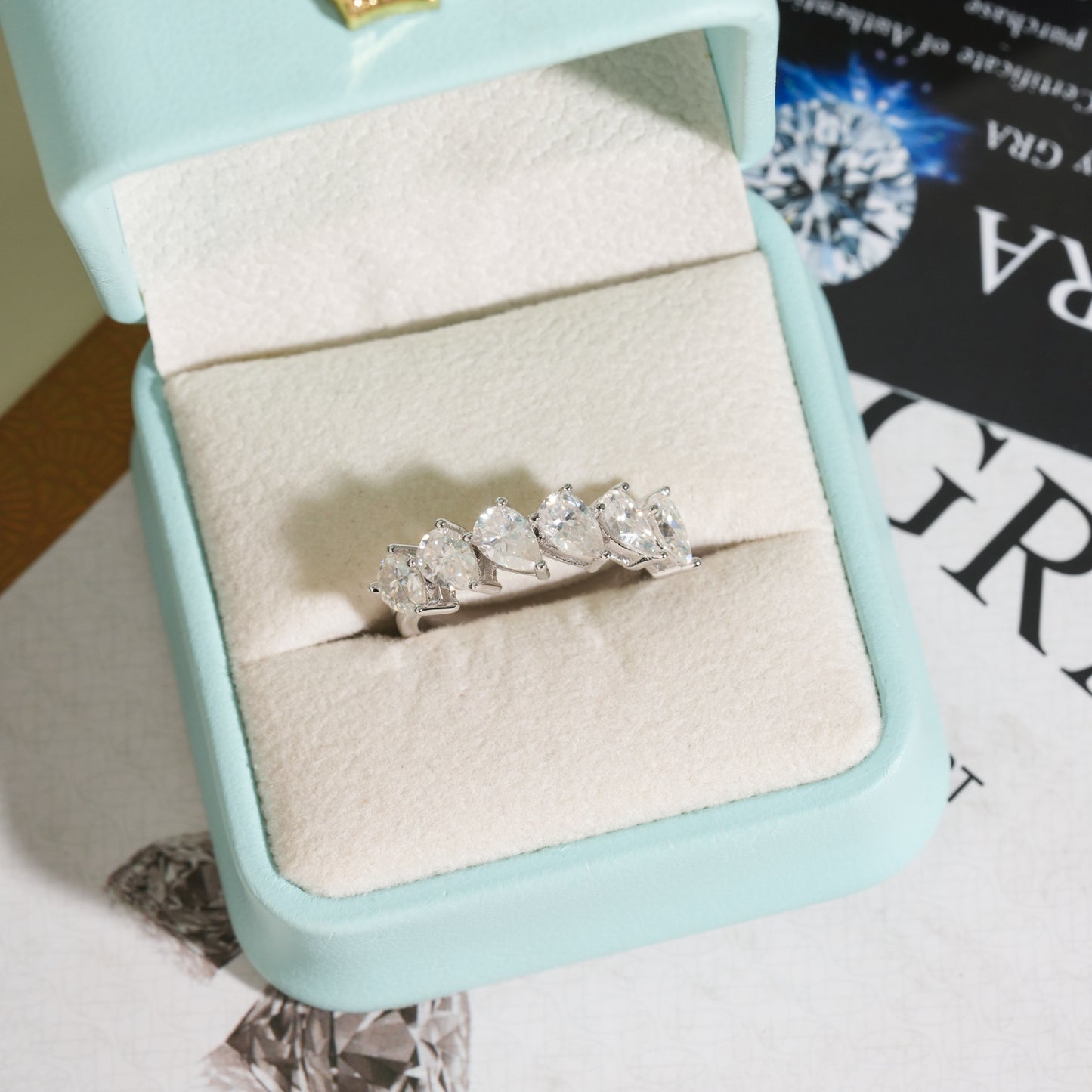 Moissanite Peardrop Ring 14K Gold