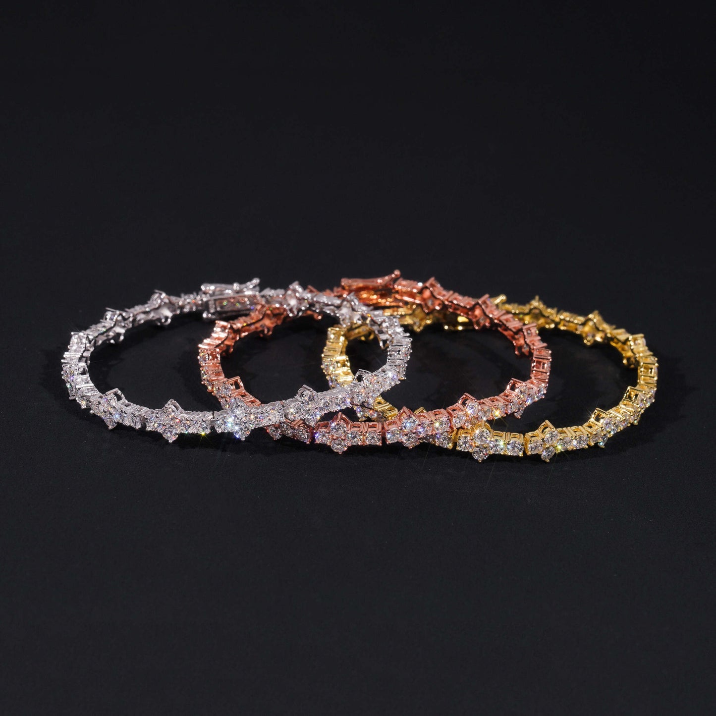 Moissanite Rosecomb Bracelet 14K Gold
