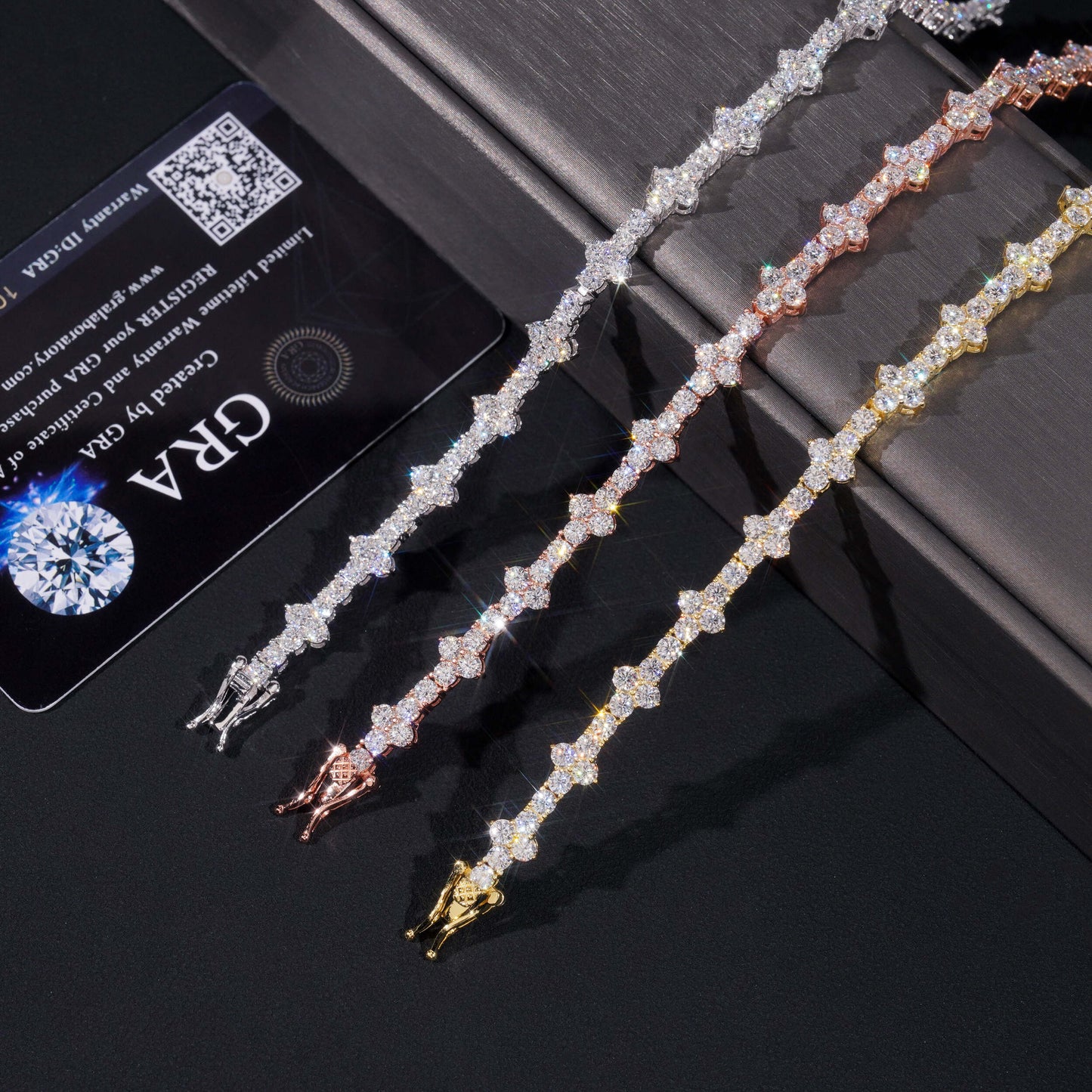 Moissanite Rosecomb Bracelet 14K Gold