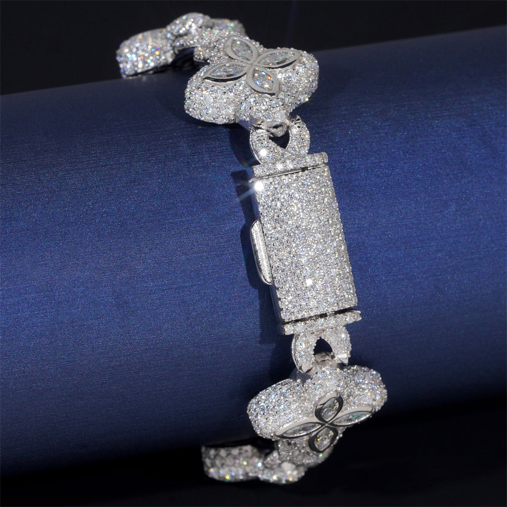 Moissanite Flower Bracelet 14K Gold