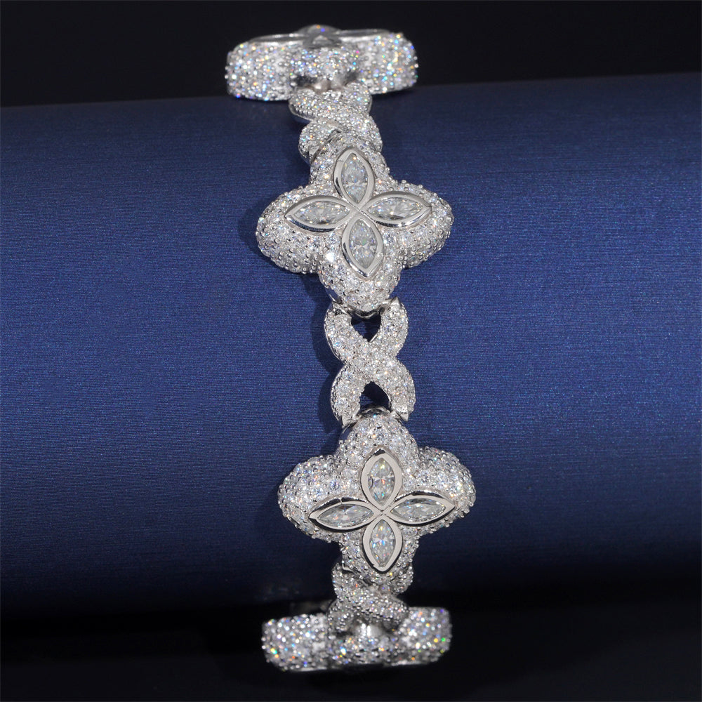 Moissanite Flower Bracelet 14K Gold