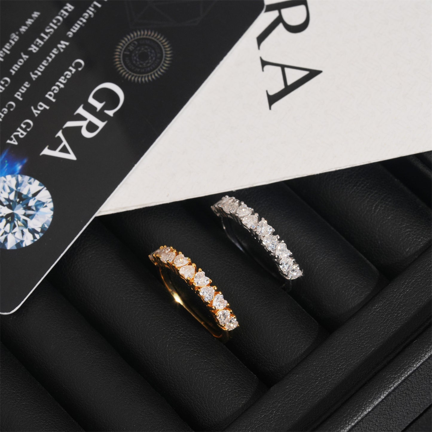 Moissanite Hearts Ring 14K Gold