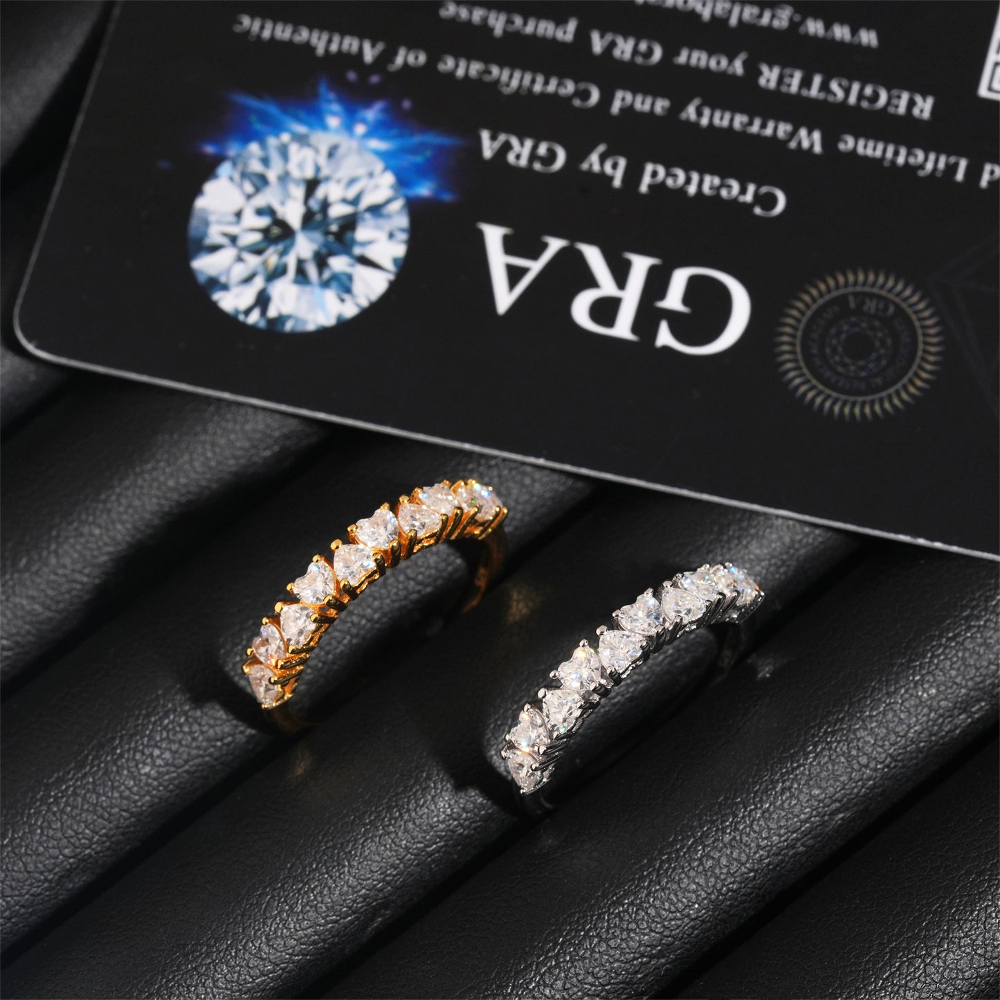 Moissanite Hearts Ring 14K Gold