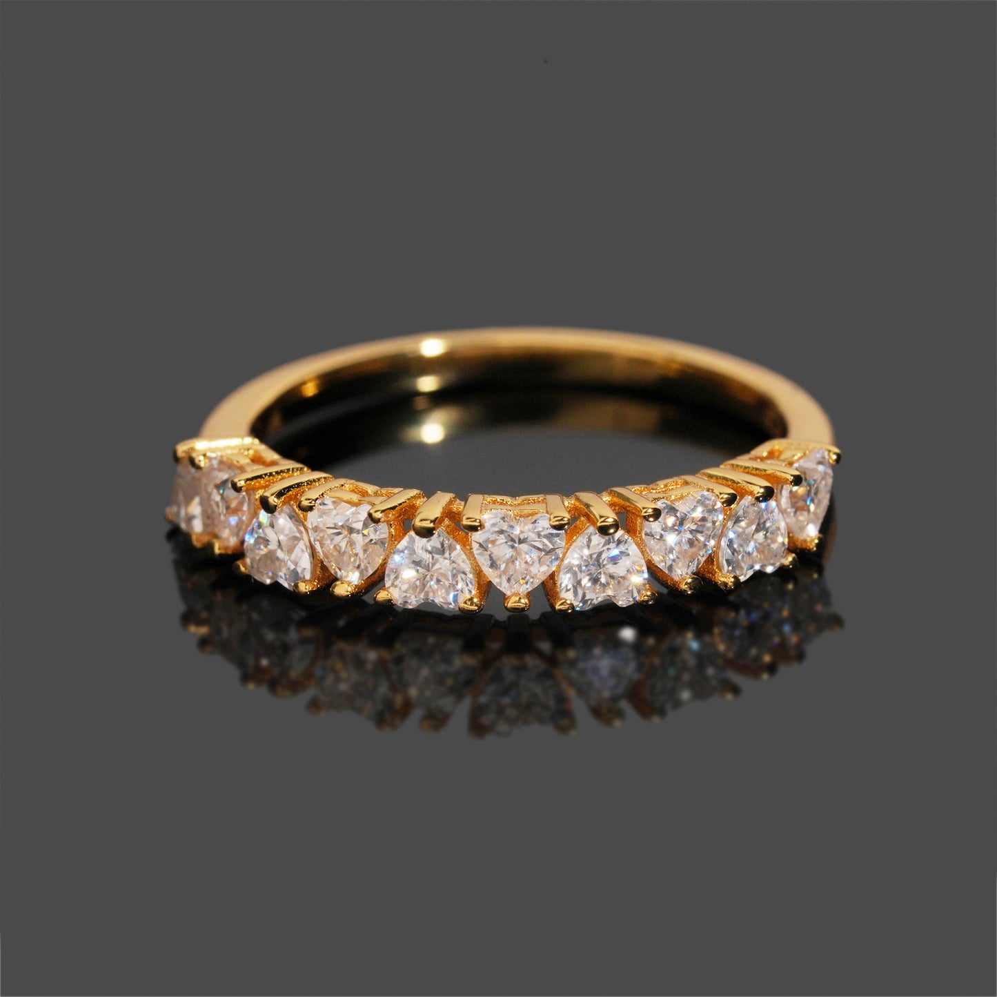 Moissanite Hearts Ring 14K Gold