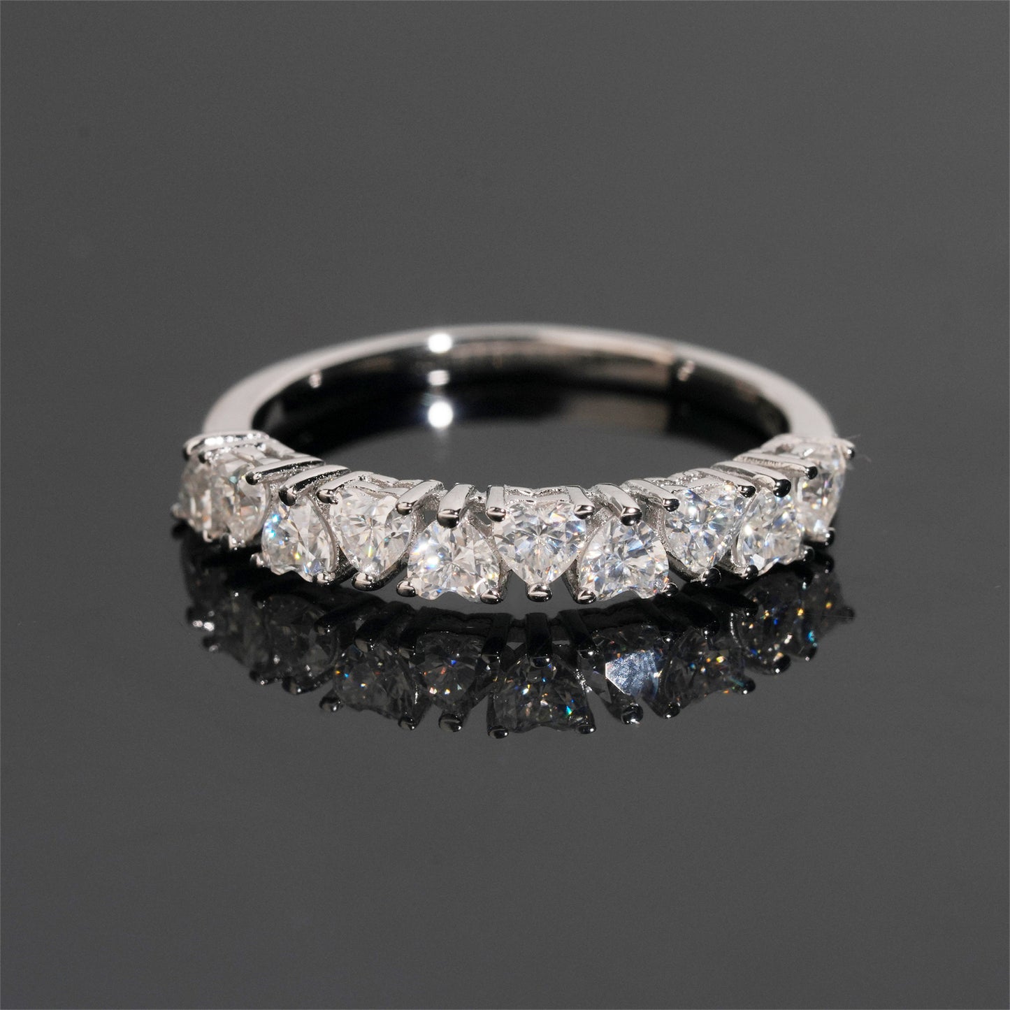 Moissanite Hearts Ring 14K Gold