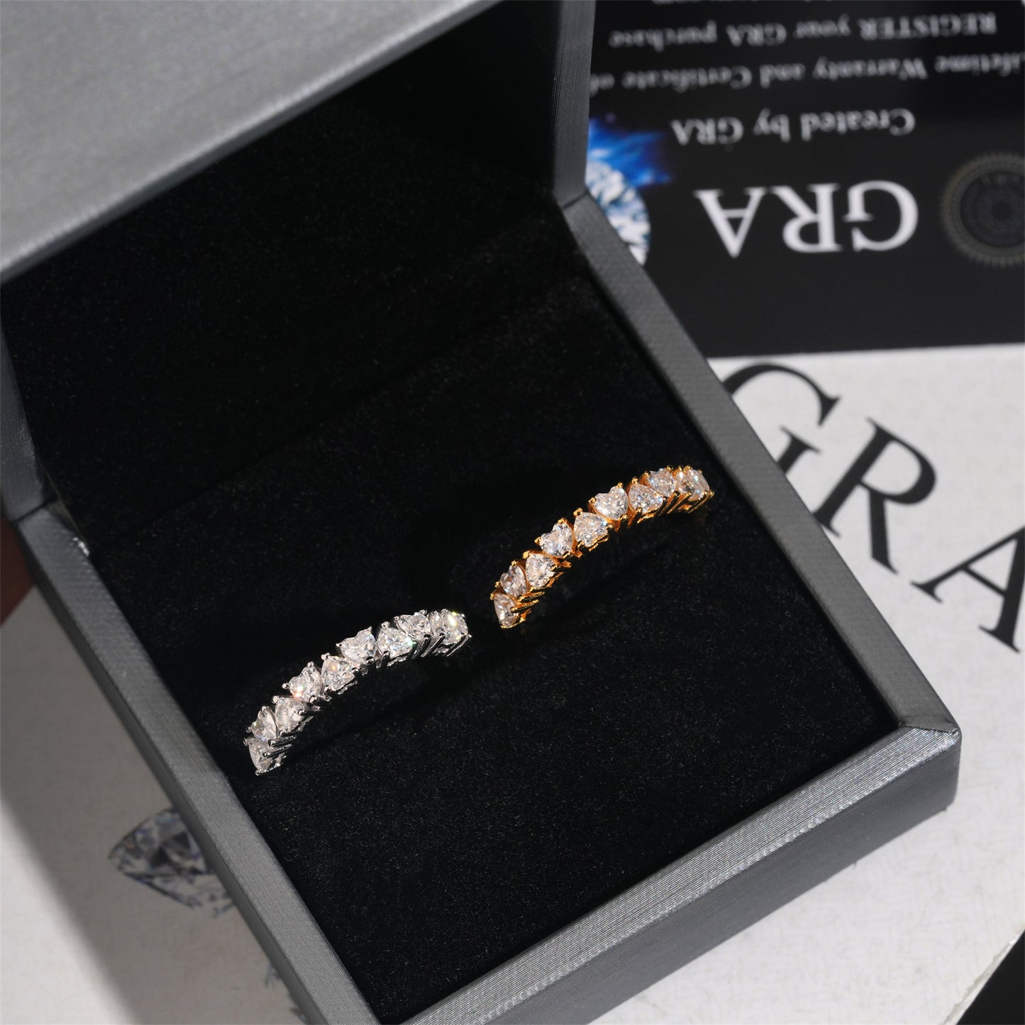 Moissanite Hearts Ring 14K Gold