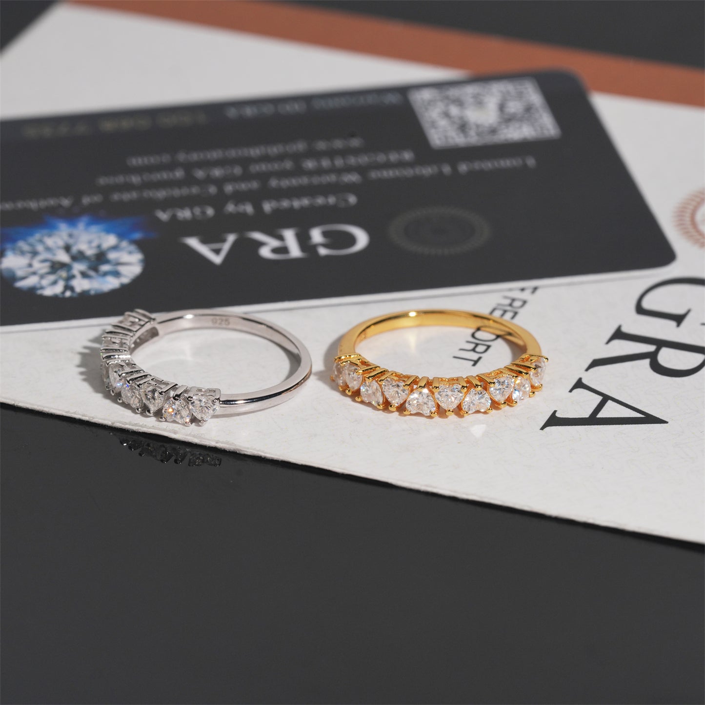 Moissanite Hearts Ring 14K Gold