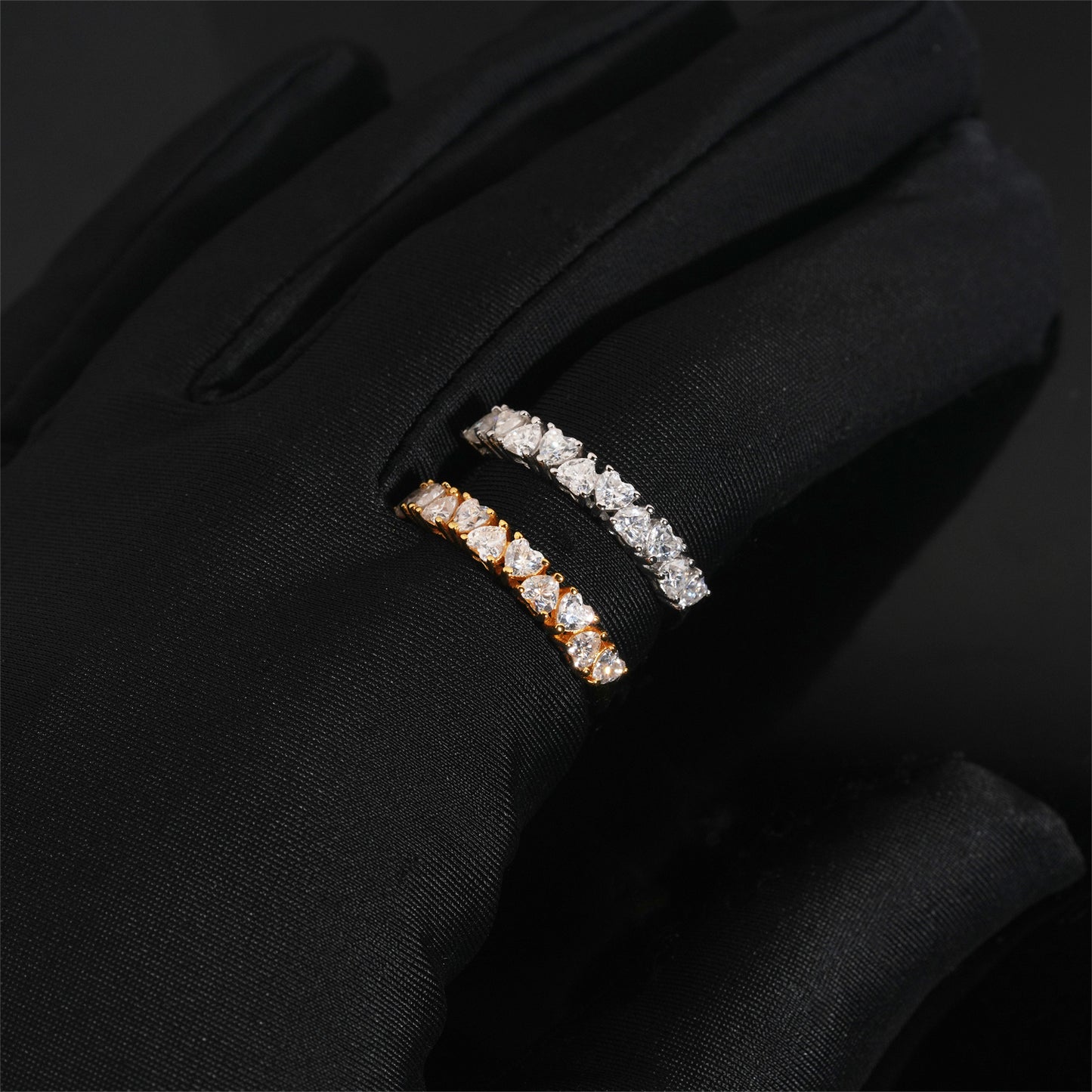 Moissanite Hearts Ring 14K Gold