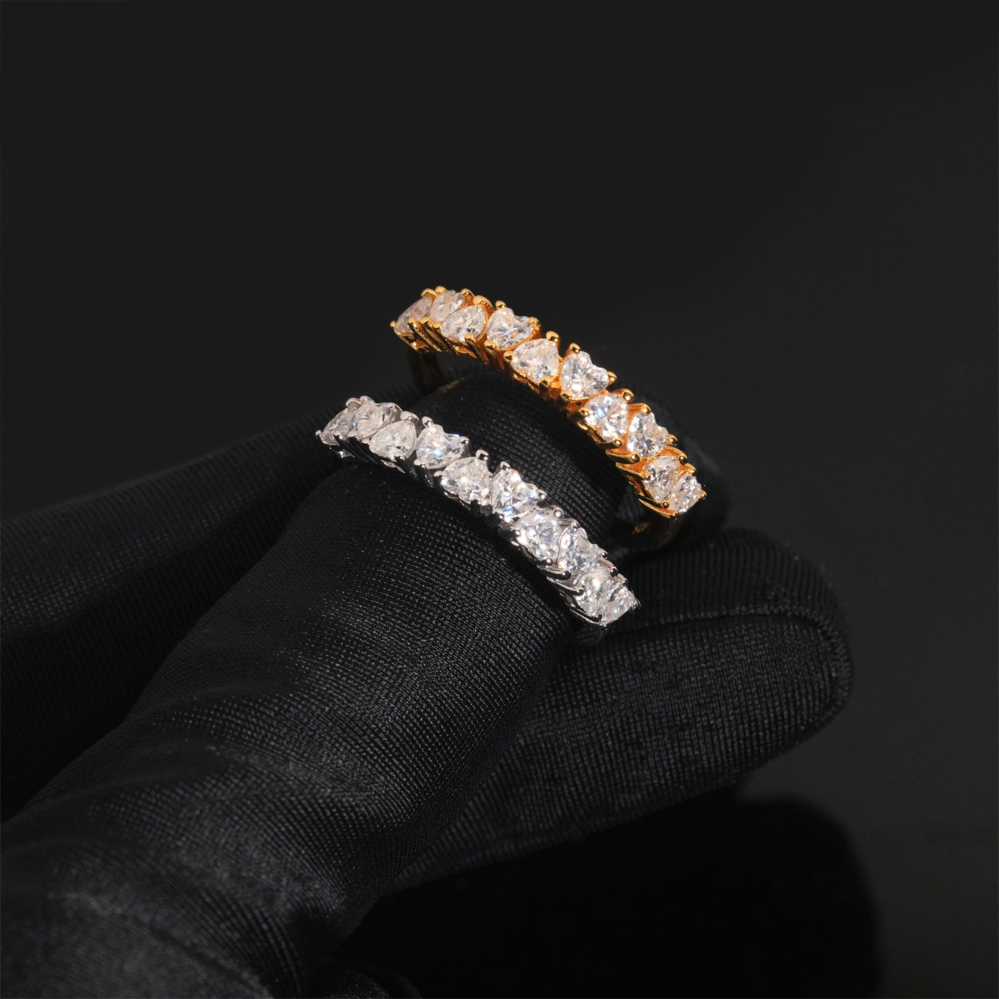 Moissanite Hearts Ring 14K Gold